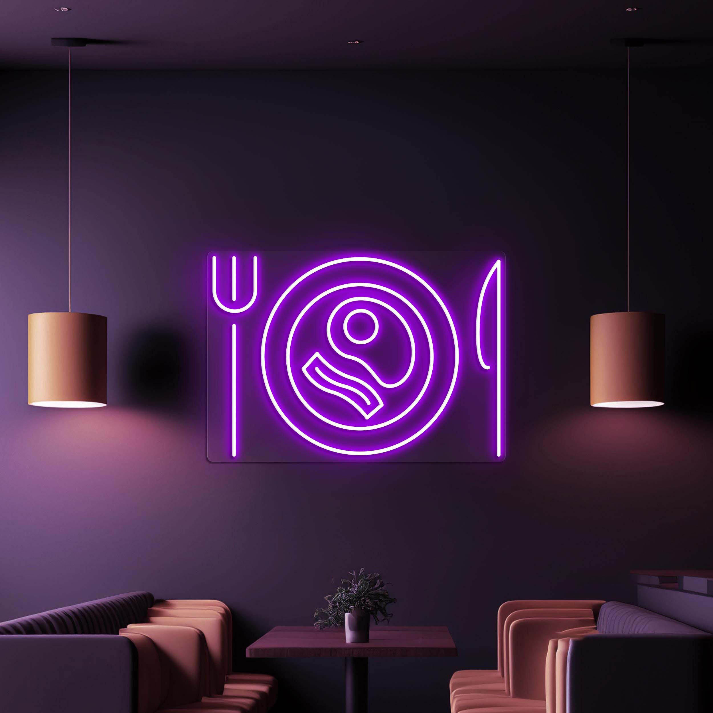 Breakfast Neon Sign, Breakfast LED Light, Fork Plate Knife Wall Decor, Food Shop Wall Art, Kitchen Neon Light, Egg & Bacon Neon Wall Art