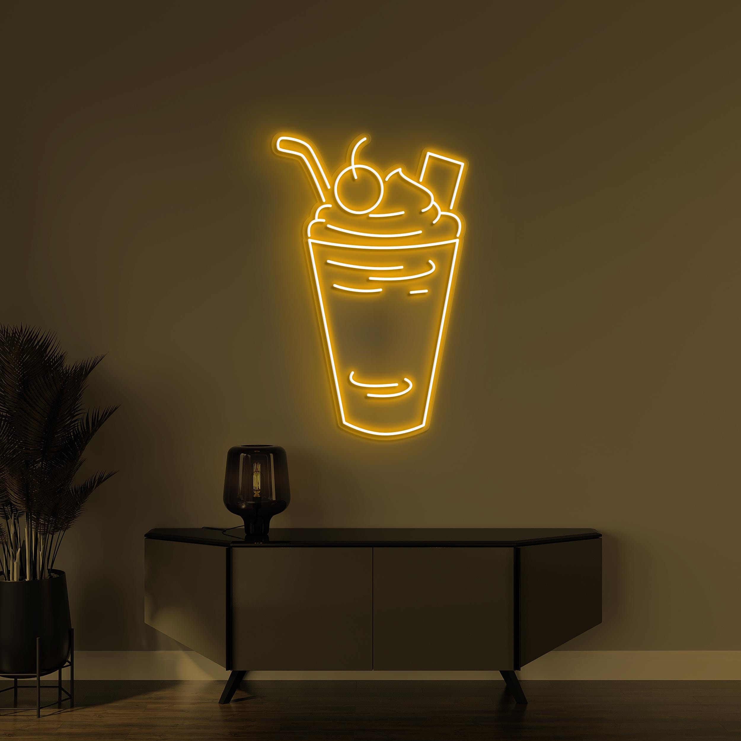 Milkshake Neon Sign, Milkshake LED Light, Sweet Trea Wall Art, Dessert Wall Decor, Decor for Milkshake & Juice Shop, Cafe, Bar, Drink Lover