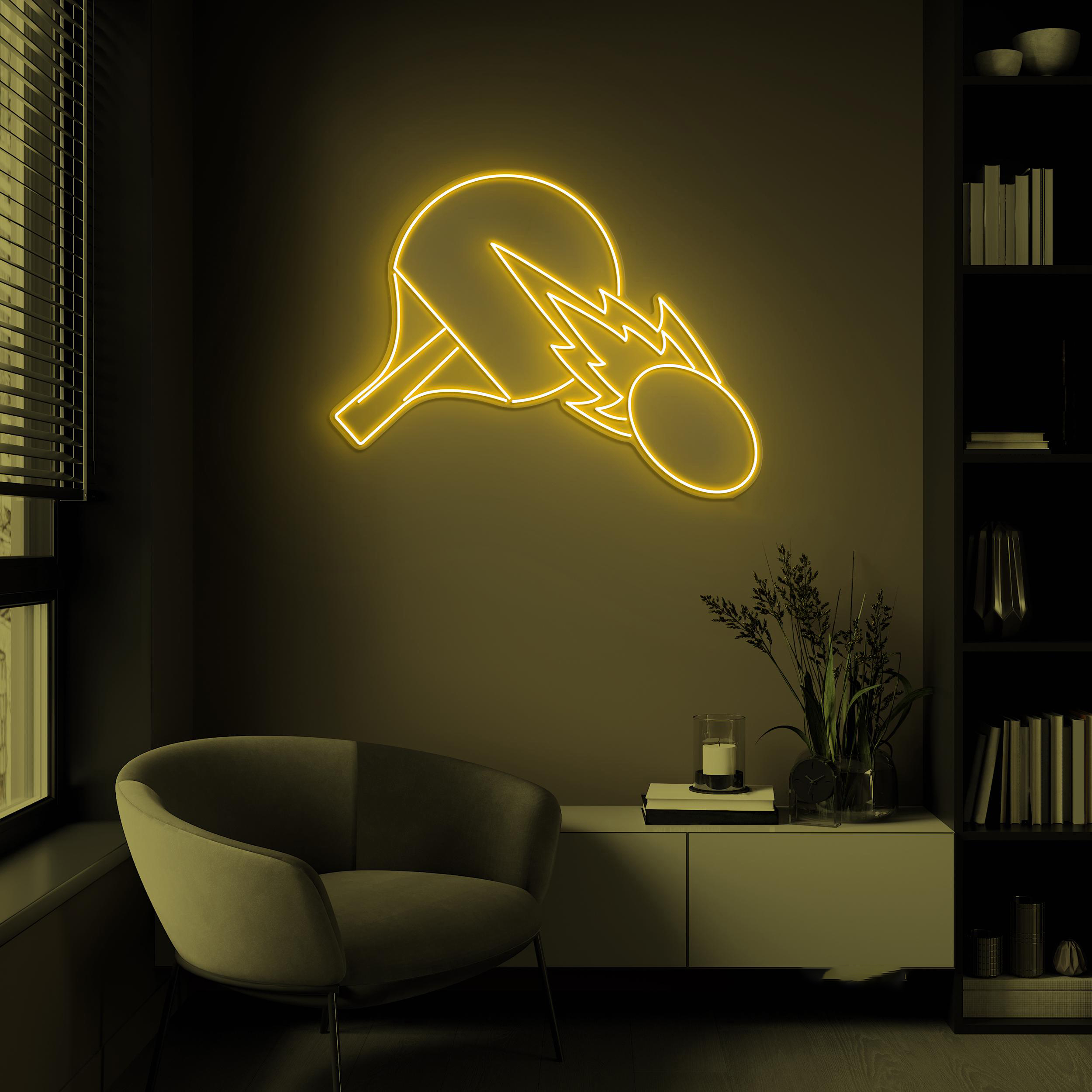 Table Tennis Neon Sign, Ping Pong LED Light, Table Tennis Racket Wall Decor, Table Tennis Ball Light, Sport Club Wall Art, Game Room Decor