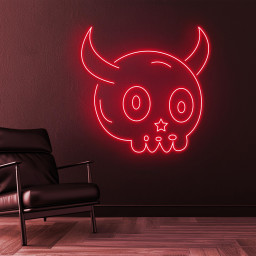 Devil Skull Neon Sign, Devil Skull LED Light, Devil horns Neon Art, Led Skull Wall Decor, Ghost Party Decor, Home Decor, Game Room Light