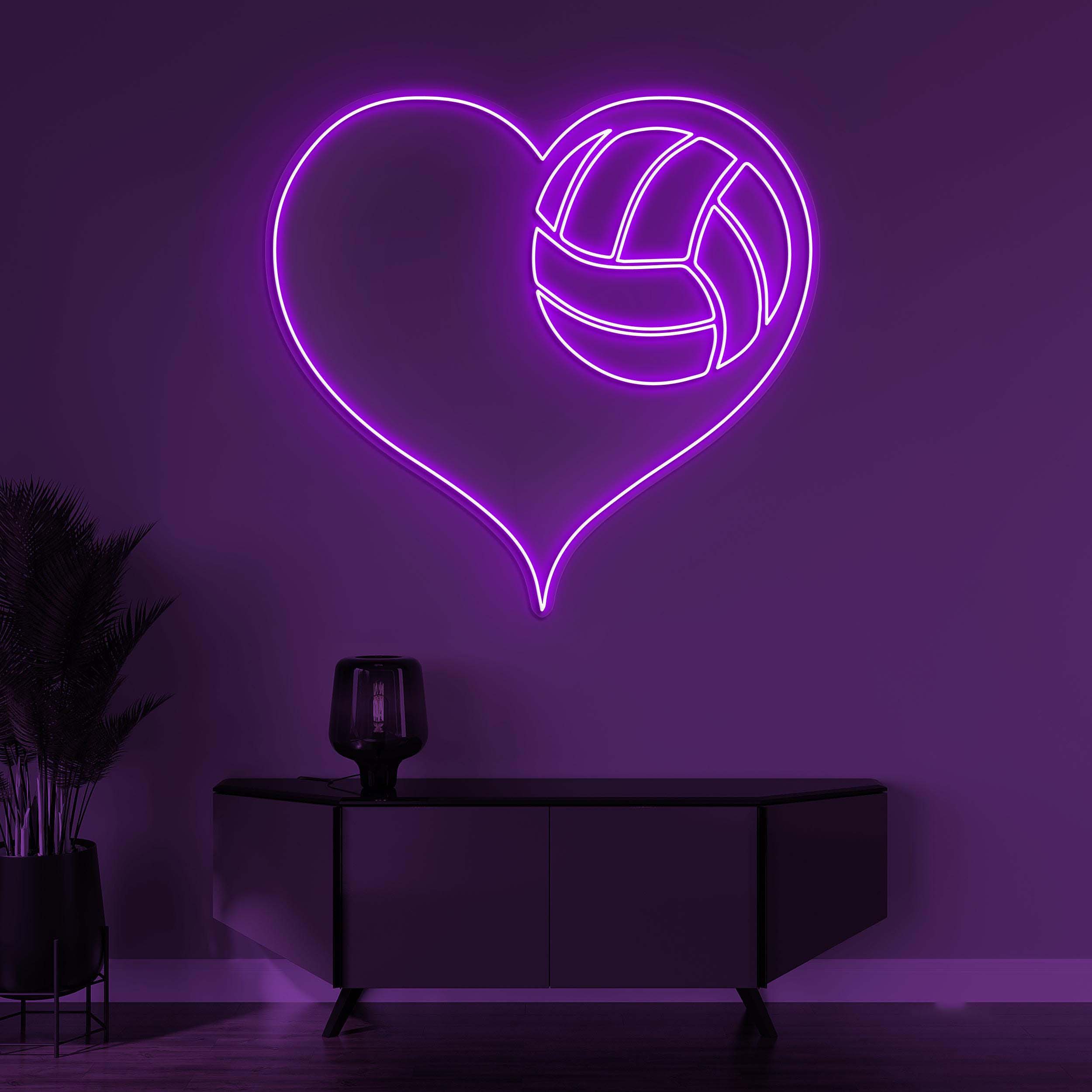 Volleyball Neon Sign, Volleyball LED Light, Volleyball Heart Wall Art, Heart Wall Decor, Volleyball Lover Neon Light, Love Volleyball Club