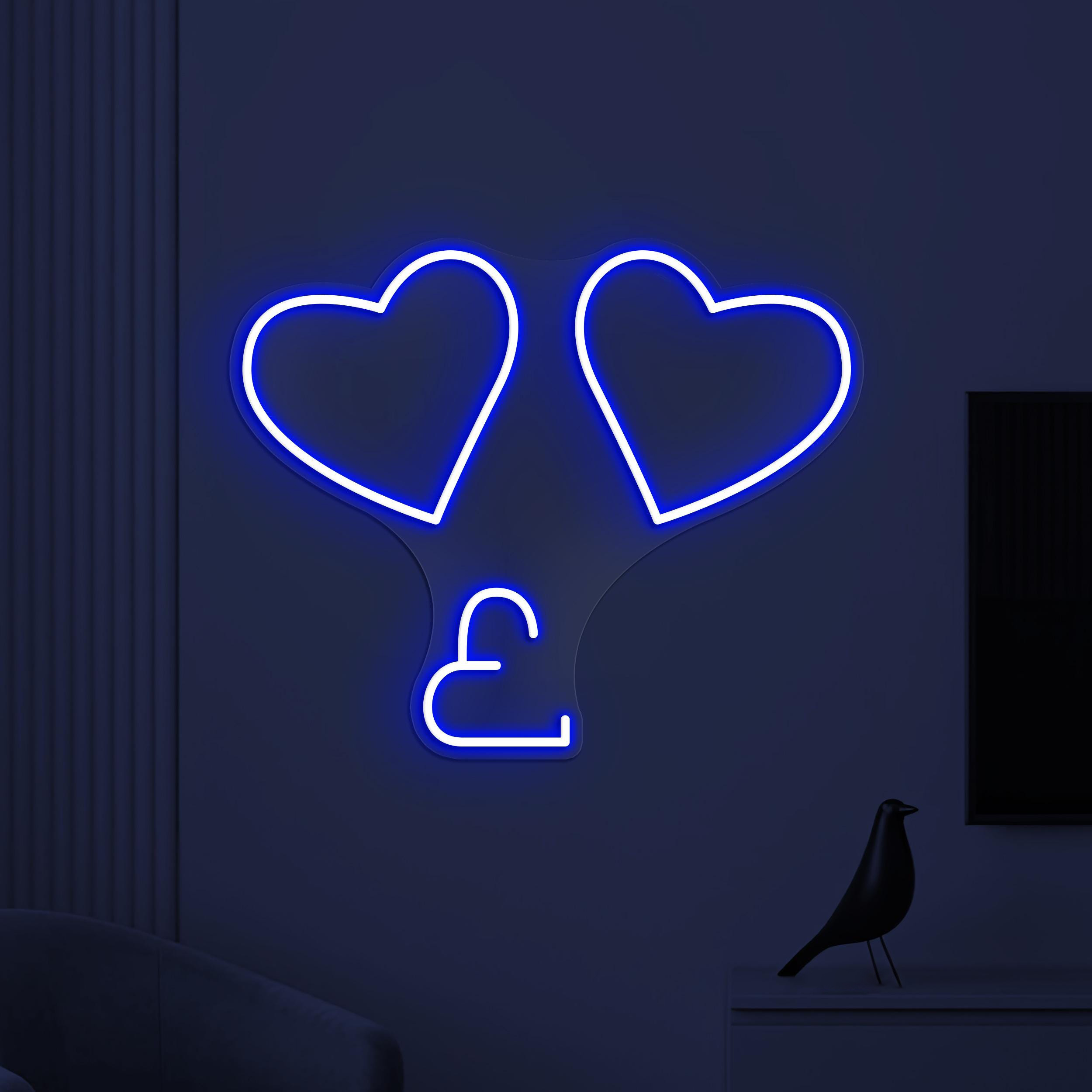 Heart Neon Sign, Double Heart LED Light, Love Hearts Wall Decor, Wedding Party Wall Art, Engagement Sign, Couple Room Decor, Gift for Couple