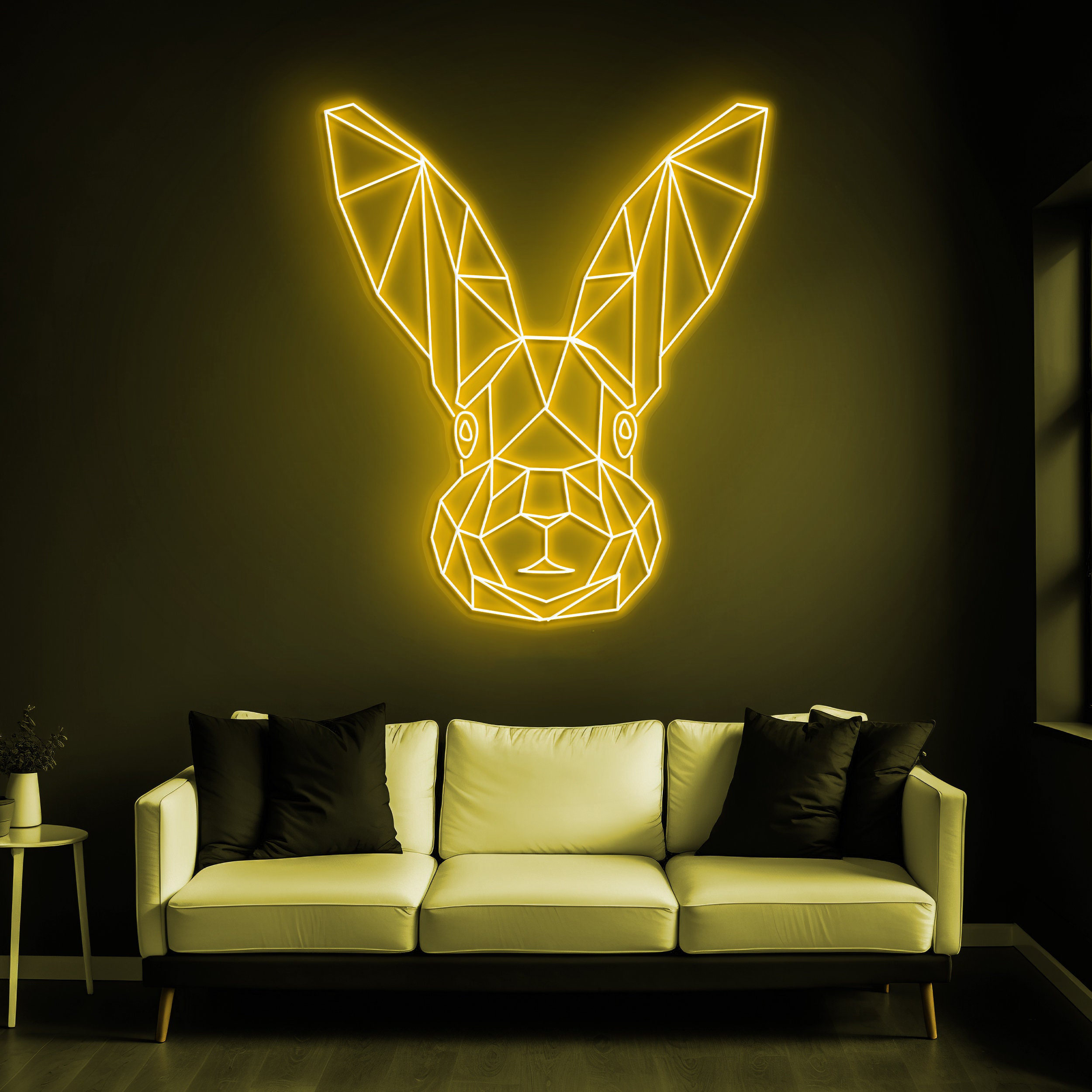 Geometric Rabbit Neon Sign, Bunny Room Decor, Neon Art, Gift for Rabbit Lovers, Kids' Room Decor, Wall Decor, Neon Sign for Nursery decor