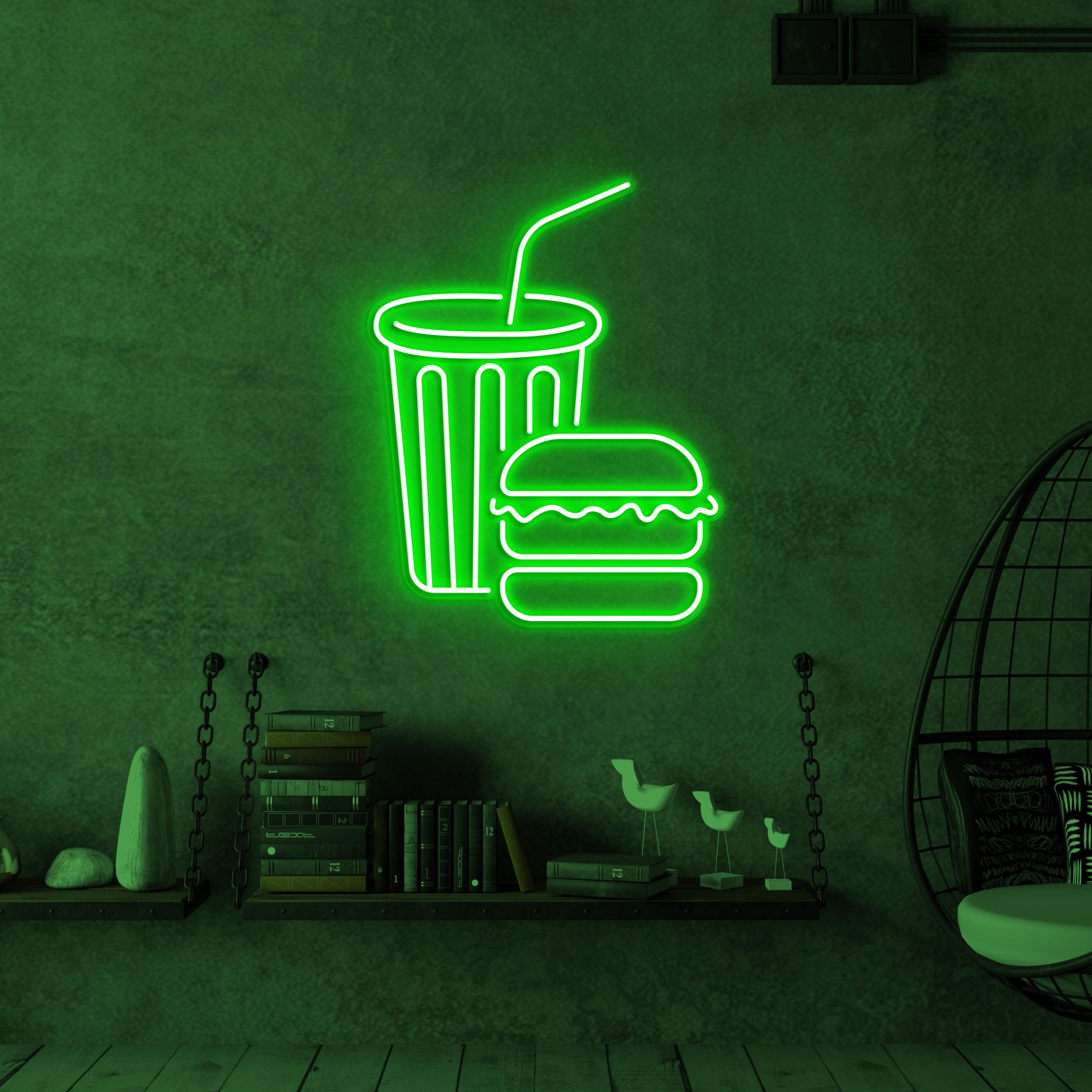 Burger and Juice Neon Sign, Burger and Juice LED Light, Burger Wall Decor, Burger Shop Neon Sign, Fast Food Wall Art, Juice Shop LED Sign