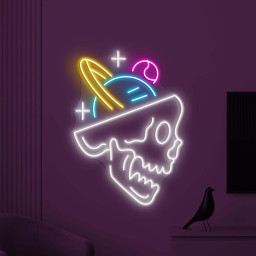 Skull Neon Sign, Skull With Space Planets Light, Cosmic Skull Wall Decor, Skull LED Neon, Horror House Neon Decor, Personalized Skull Sign