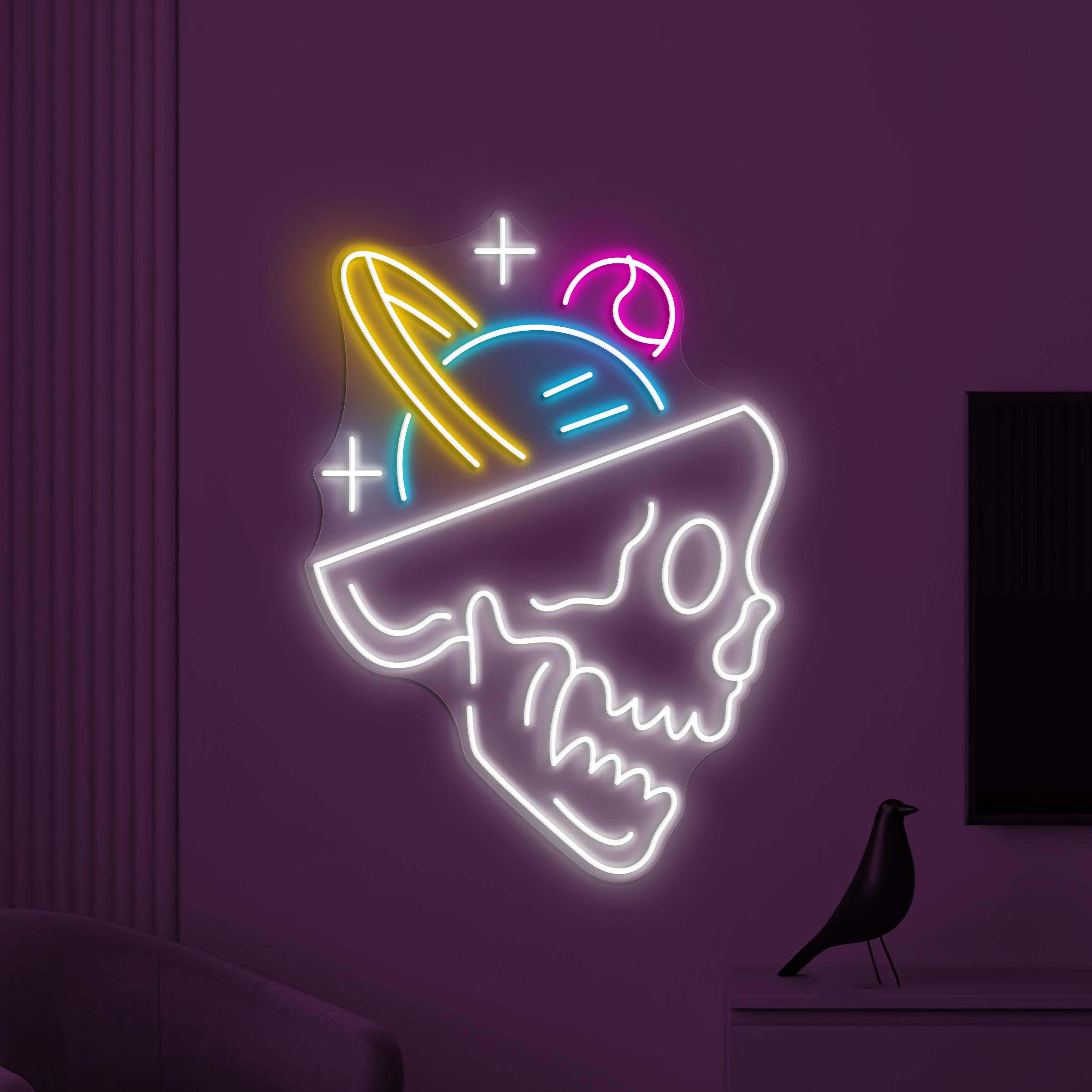 Skull Neon Sign, Skull With Space Planets Light, Cosmic Skull Wall Decor, Skull LED Neon, Horror House Neon Decor, Personalized Skull Sign
