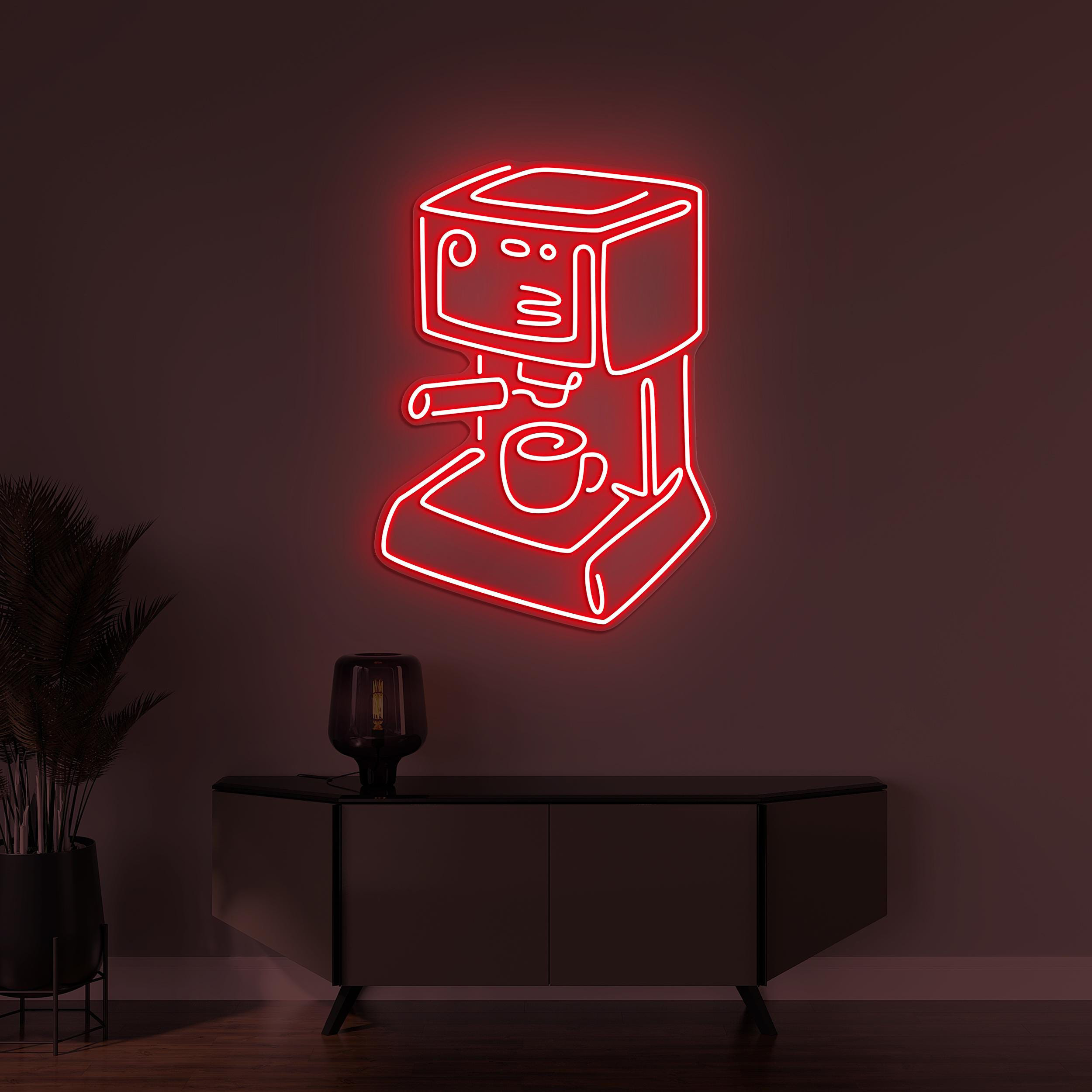 Coffee Machine Neon Sign, Coffee Machine Led Light, Coffee Shop Wall Décor, Cafe Neon Art, Coffee Lover Decor, Led Wall Decor, Bar Neon Art
