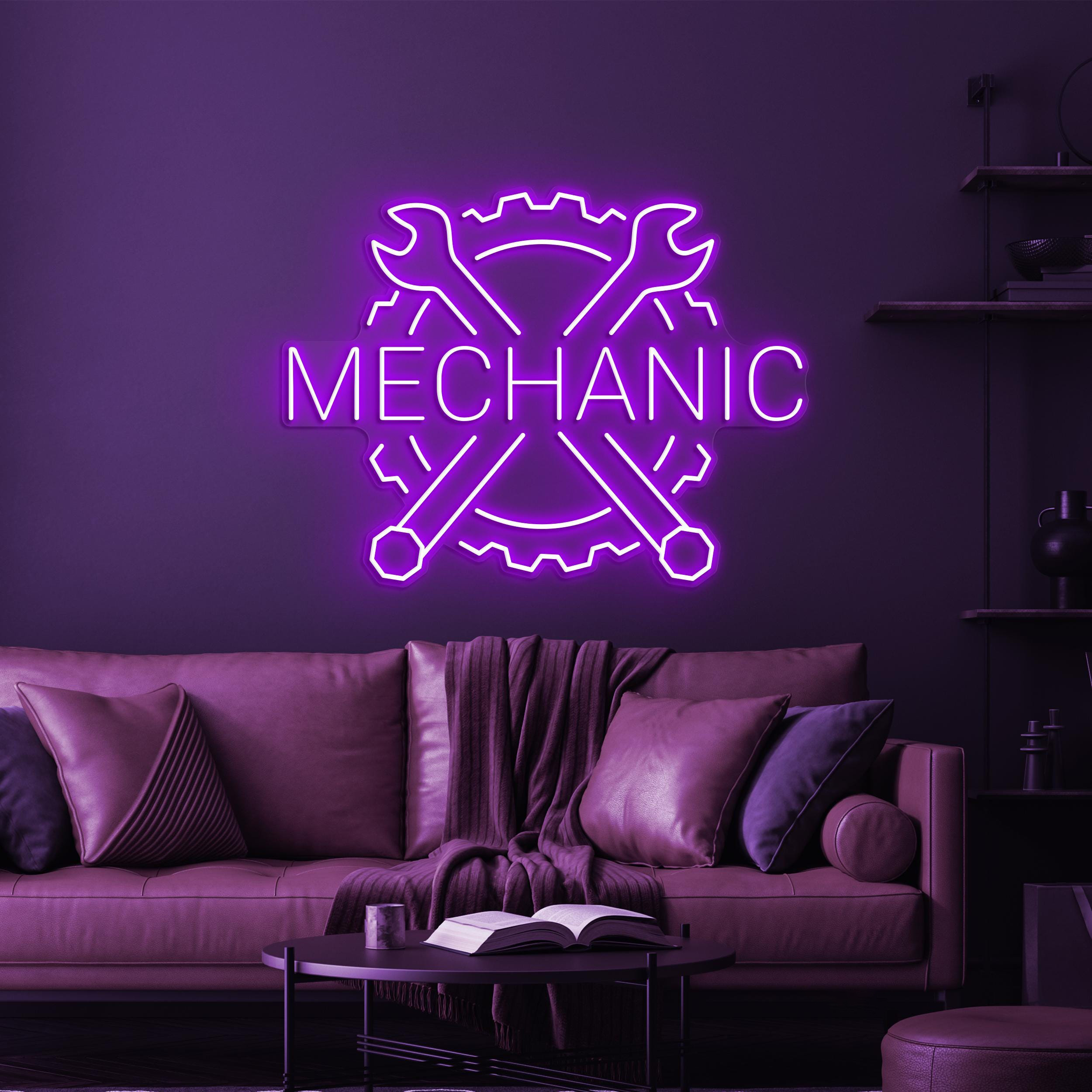 Mechanic Neon Sign, Mechanic LED Light, Garage Wall Decor, Work Shop Decor, Wrench Neon Sign, Car Repair Service Sign, Mechanic Tools Decor