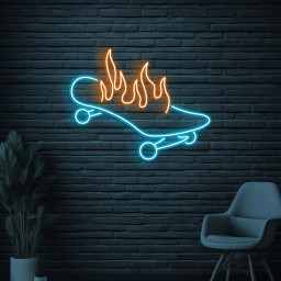 Skateboard On Fire Neon Sign, Skateboard On Fire LED Light, Flaming Skateboard Wall Light, Sports Shop Wall Decor, Game Room Neon Sign, Gift