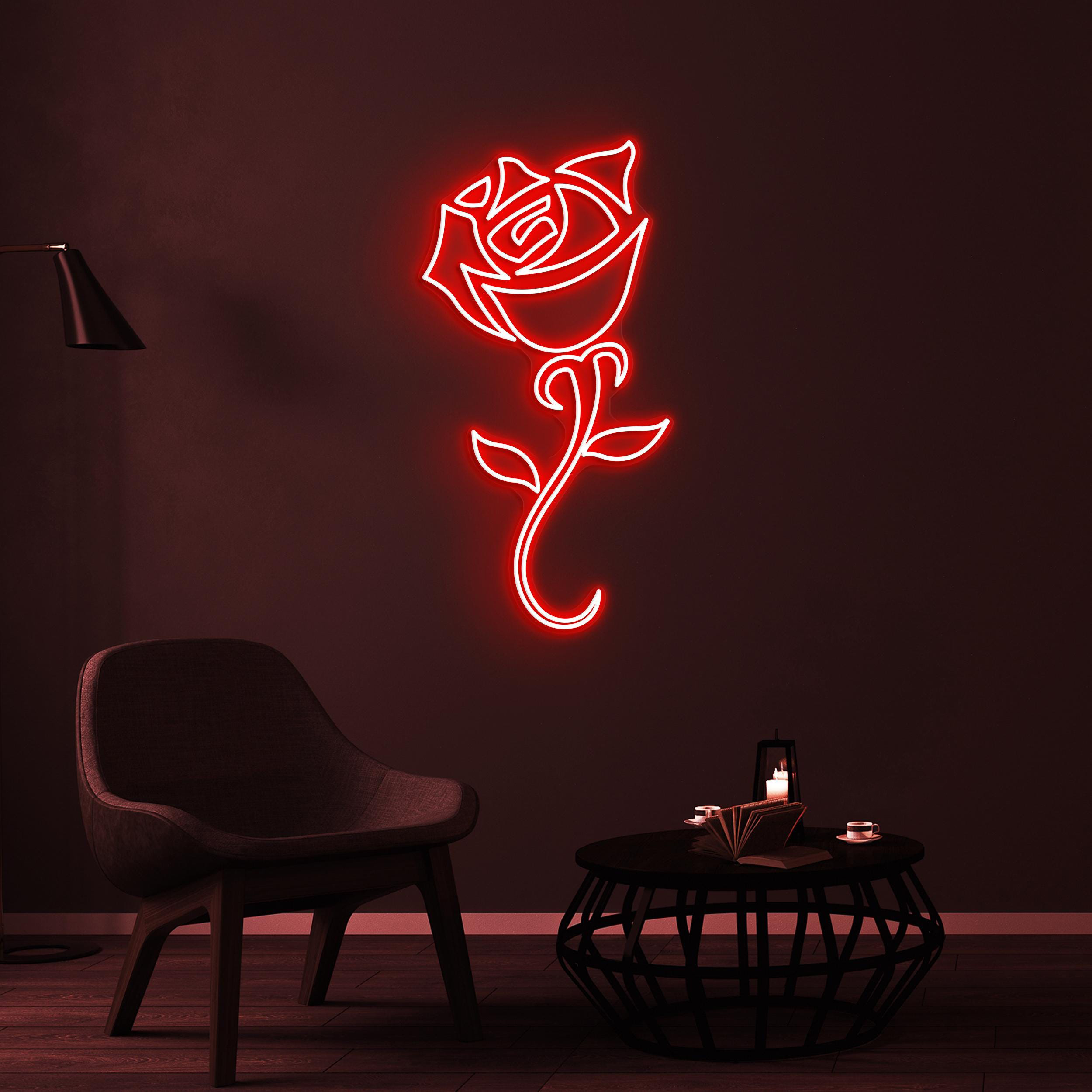 Rose Neon Sign, Rose LED Light, Romantic Wall Decor, Flower Shop Wall Art, Wedding Party Neon Light, Couple Neon Gift, Party Wall Light