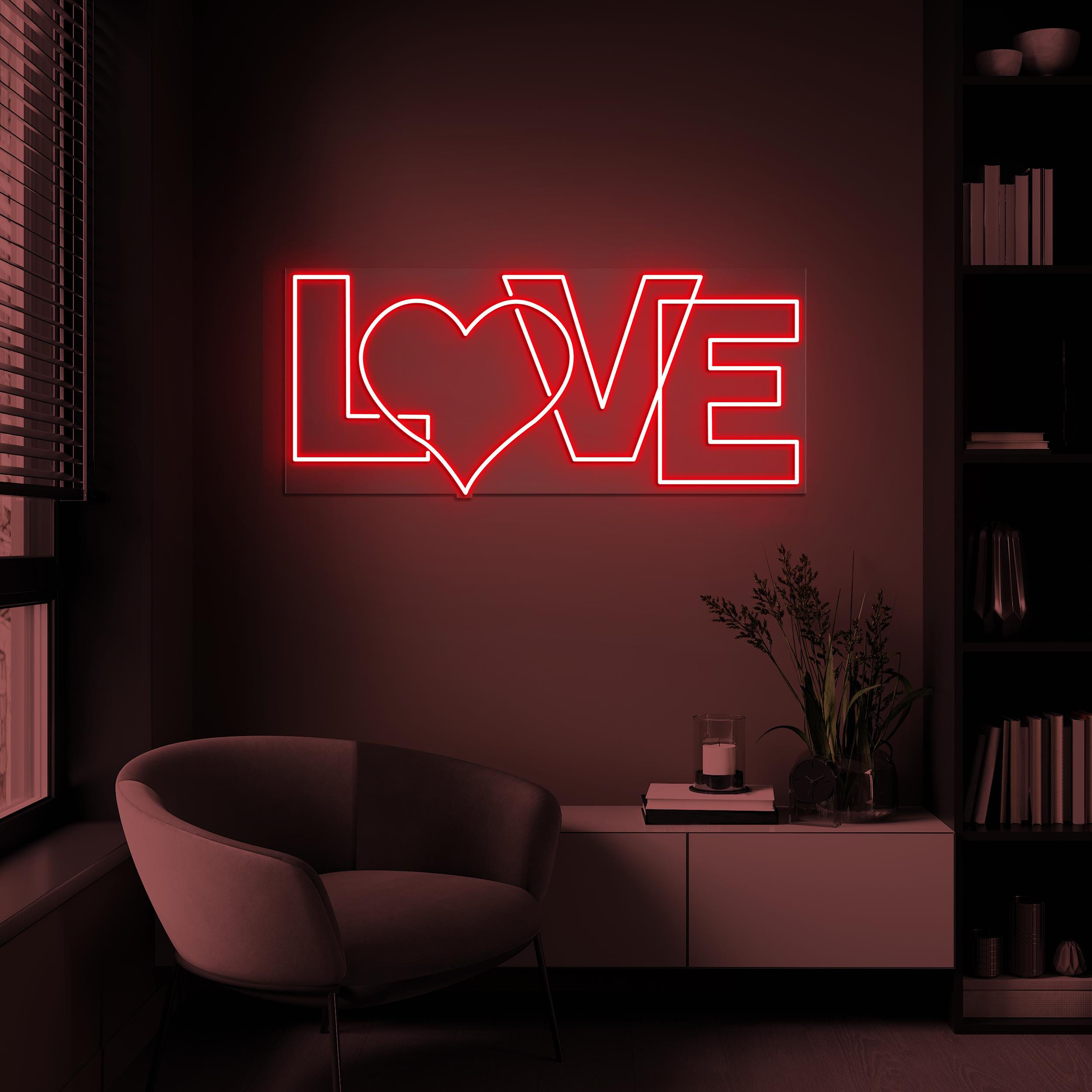 Love Neon Sign, Love LED Light, Heart Wall Decor, Romantic Home Decor, Wedding Decor, Engagement Wall Art, Party Decoration, Gift For Couple