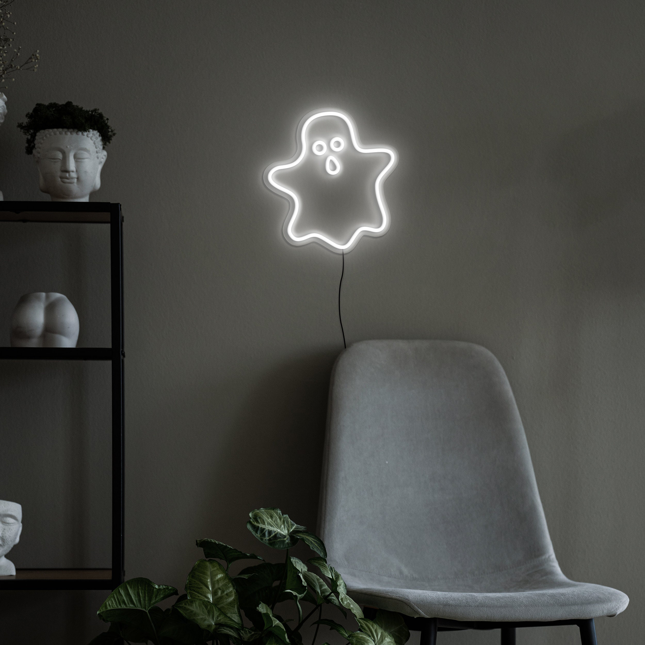 Ghost Neon Sign for Wall Decor, Bedroom Night Lights, USB Lamp for Halloween Party, Game Room Decor, Birthday Gift, Ghost LED Art Decoration