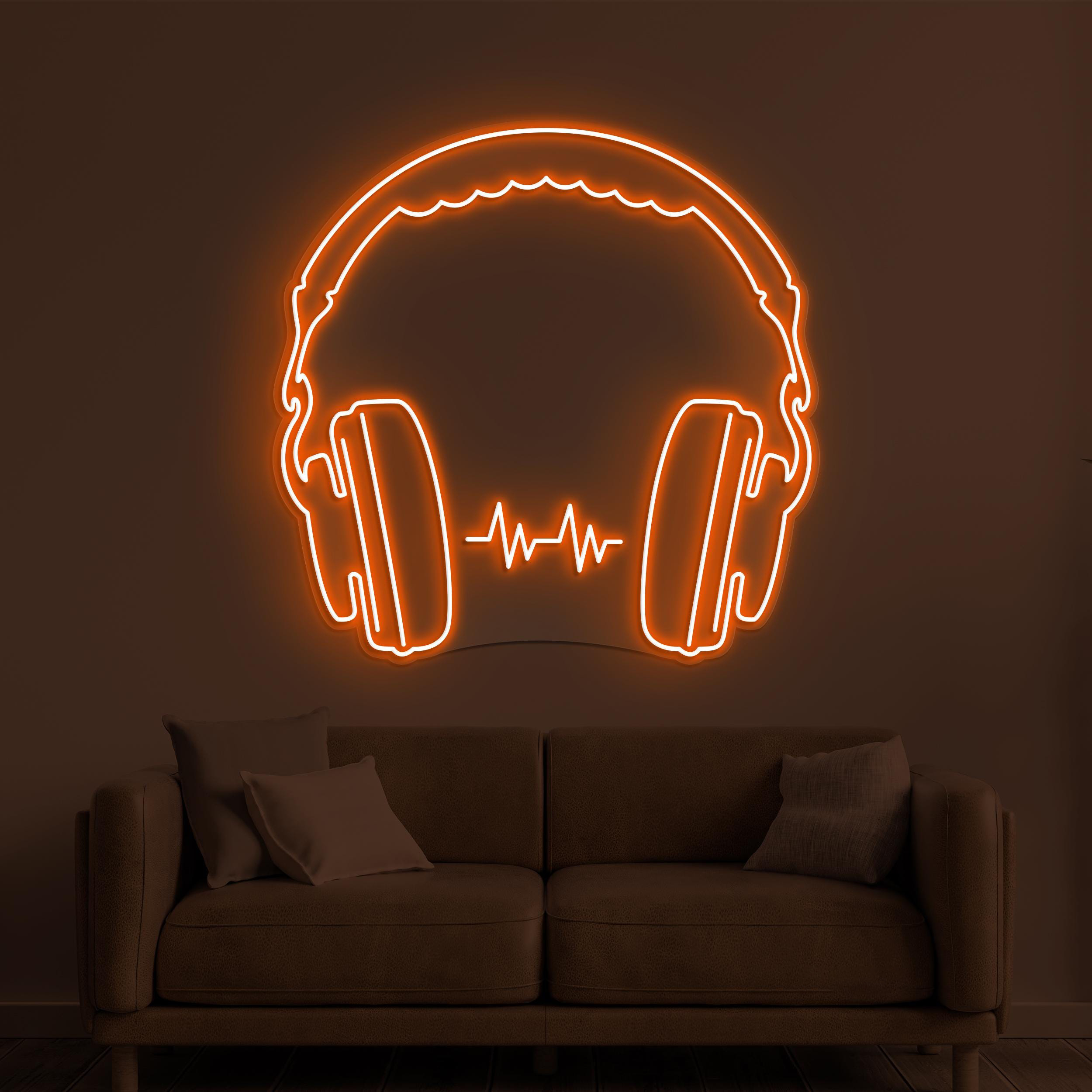 Headphones Neon Sign, Headphones LED Light, Music Room Wall Decor, Music Love Wall Art, Music Studio Decor, Headphones with Beat Art Sign