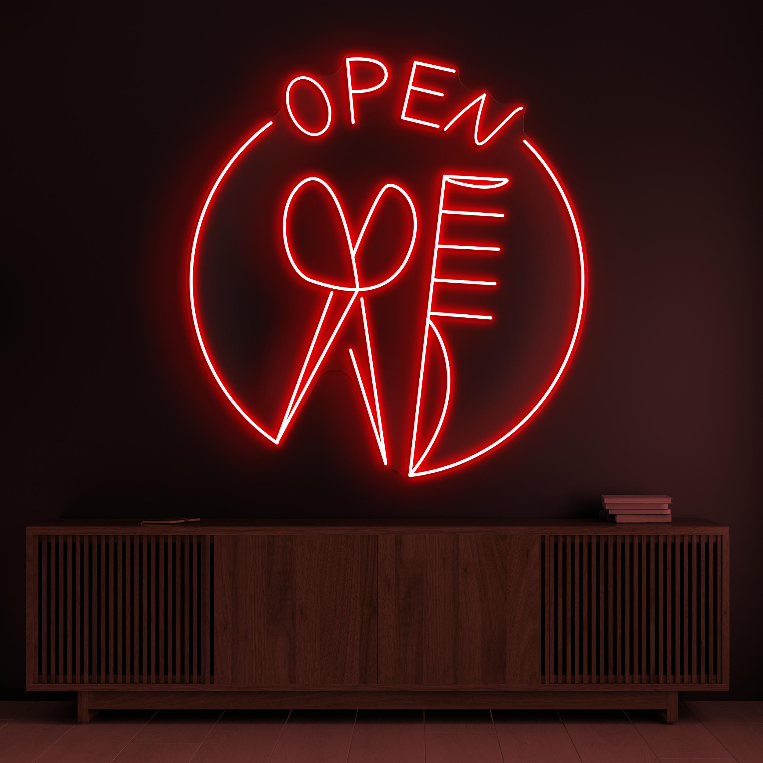 Open Barber Shop Neon Sign, Open Barber Shop LED Light, Scissor & Comb Wall Decor, Haircut Shop Wall Art, Hair Beauty Neon Light, Custom Art