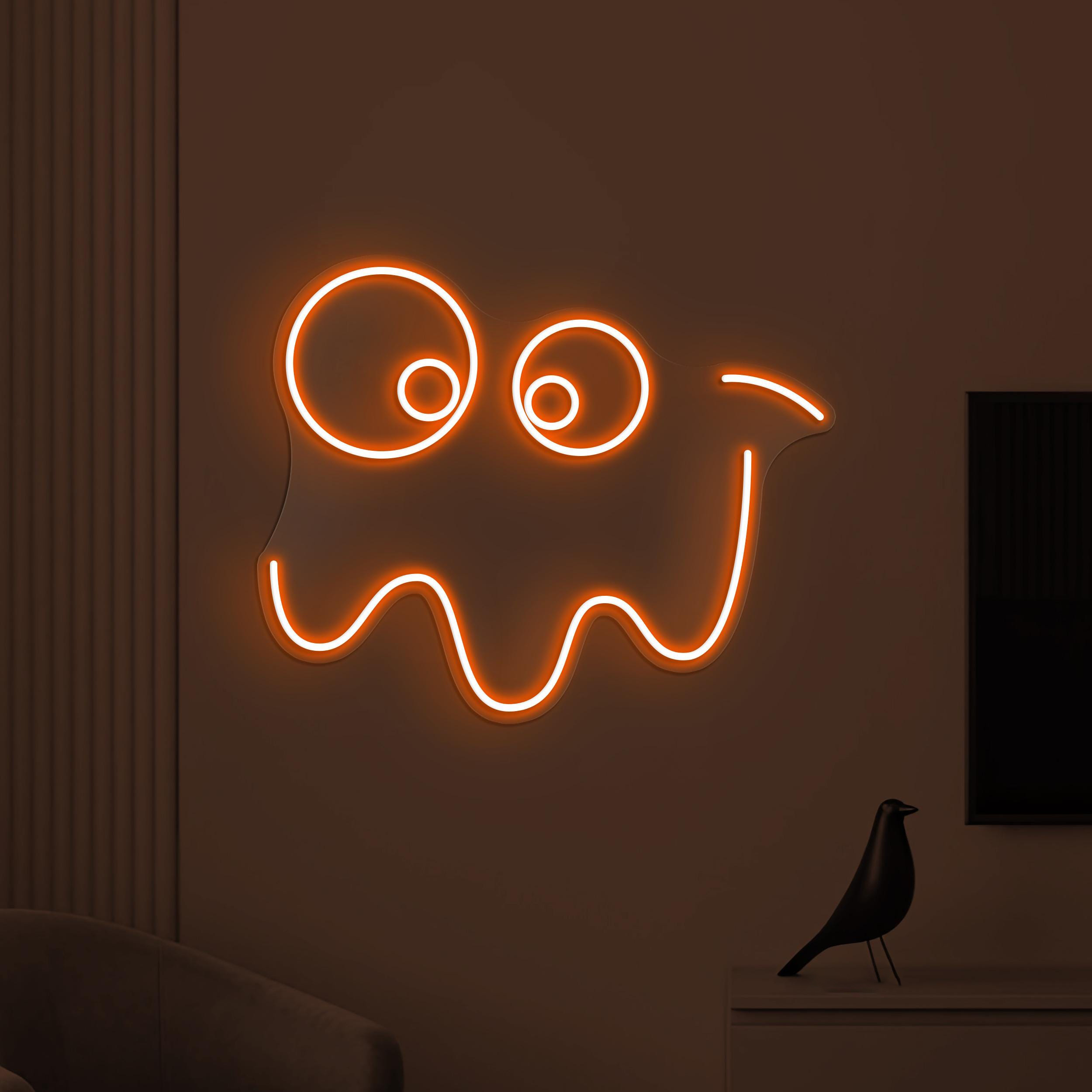 Ghost Emoji Neon Sign, Ghost Emoji LED Light, Zigzag Lips Wall Art, Spooky Face Wall Decor, Custom SIgn, Home Wall Art, Game Room Neon Light