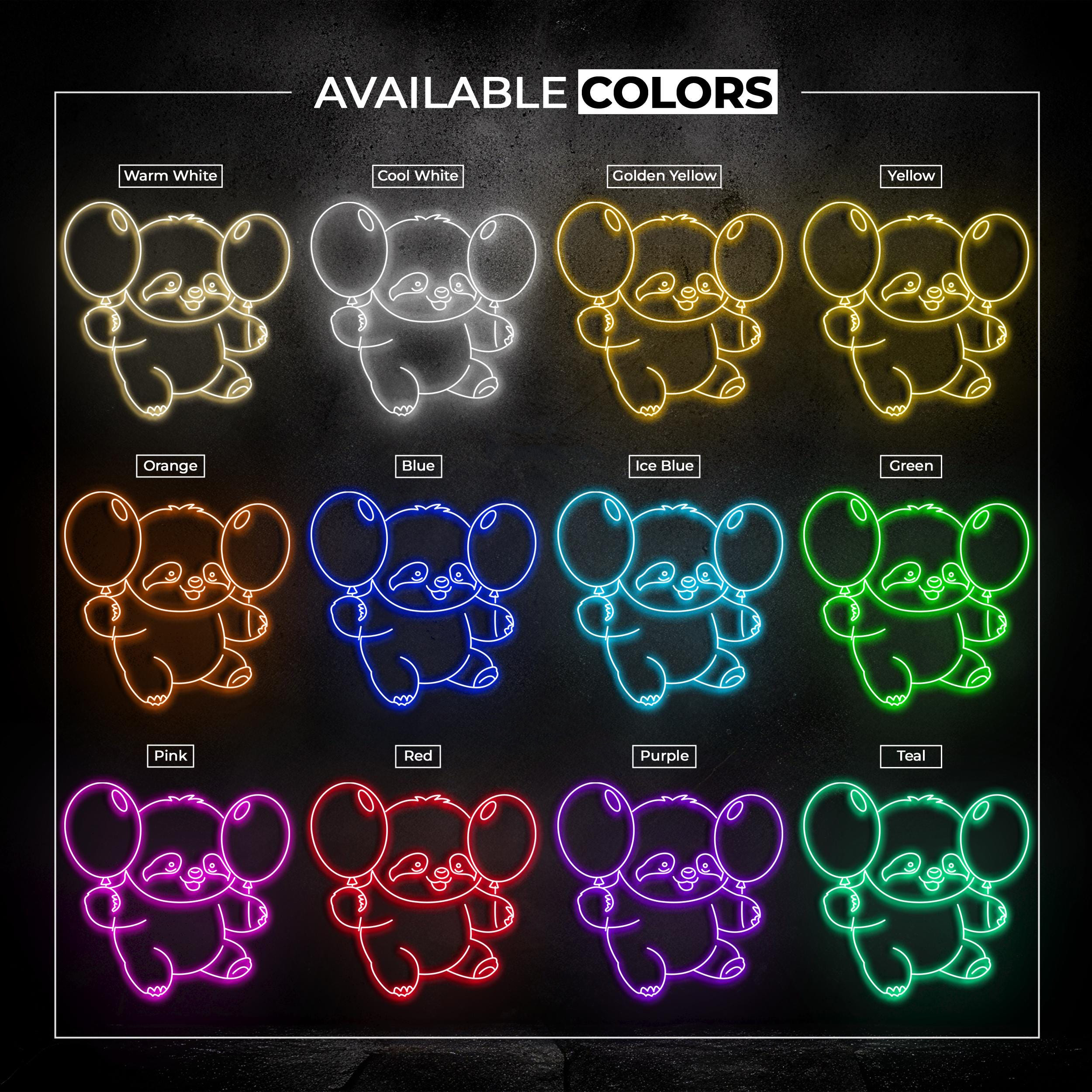 Baby Sloth With Balloon Neon Sign, Sloth With Balloons LED Light, Sloth Wall Decor, Kids Game Zone Decor, Toy Shop Wall Decor, Party decor