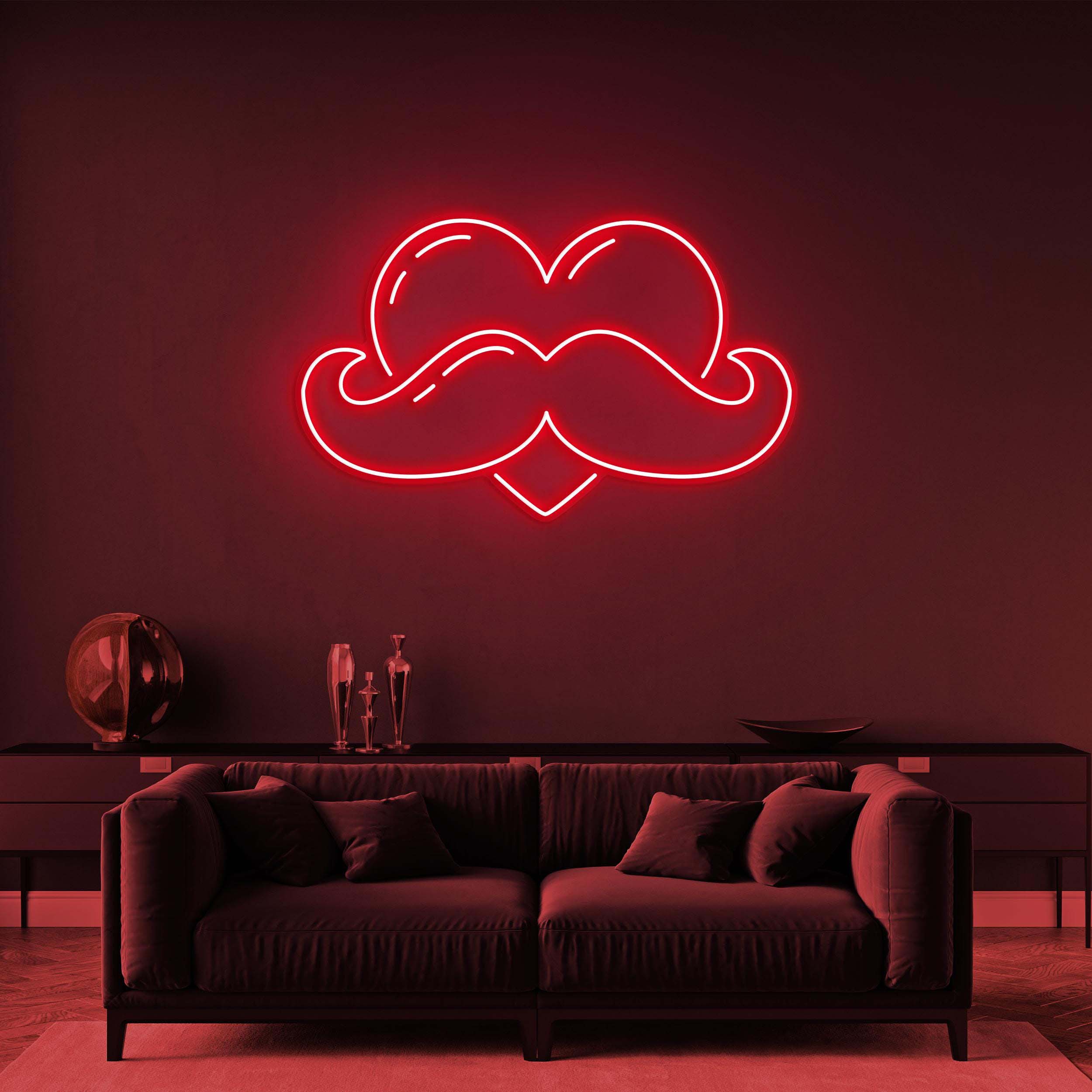 Moustache Heart Neon Sign, Father's Day Gift, Moustache Wall Light, Custom Neon Sign, Room Decor, Perfect Gift Idea for Dad, Neon Wall Art