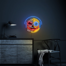 Emoji Neon Sign, Smiley Face Emoji Headphones Neon Sign, Led Neon Pop Art Sign, Emoji Sign,Game Room decor, Wall decor, Smily Neon Sign,Gift