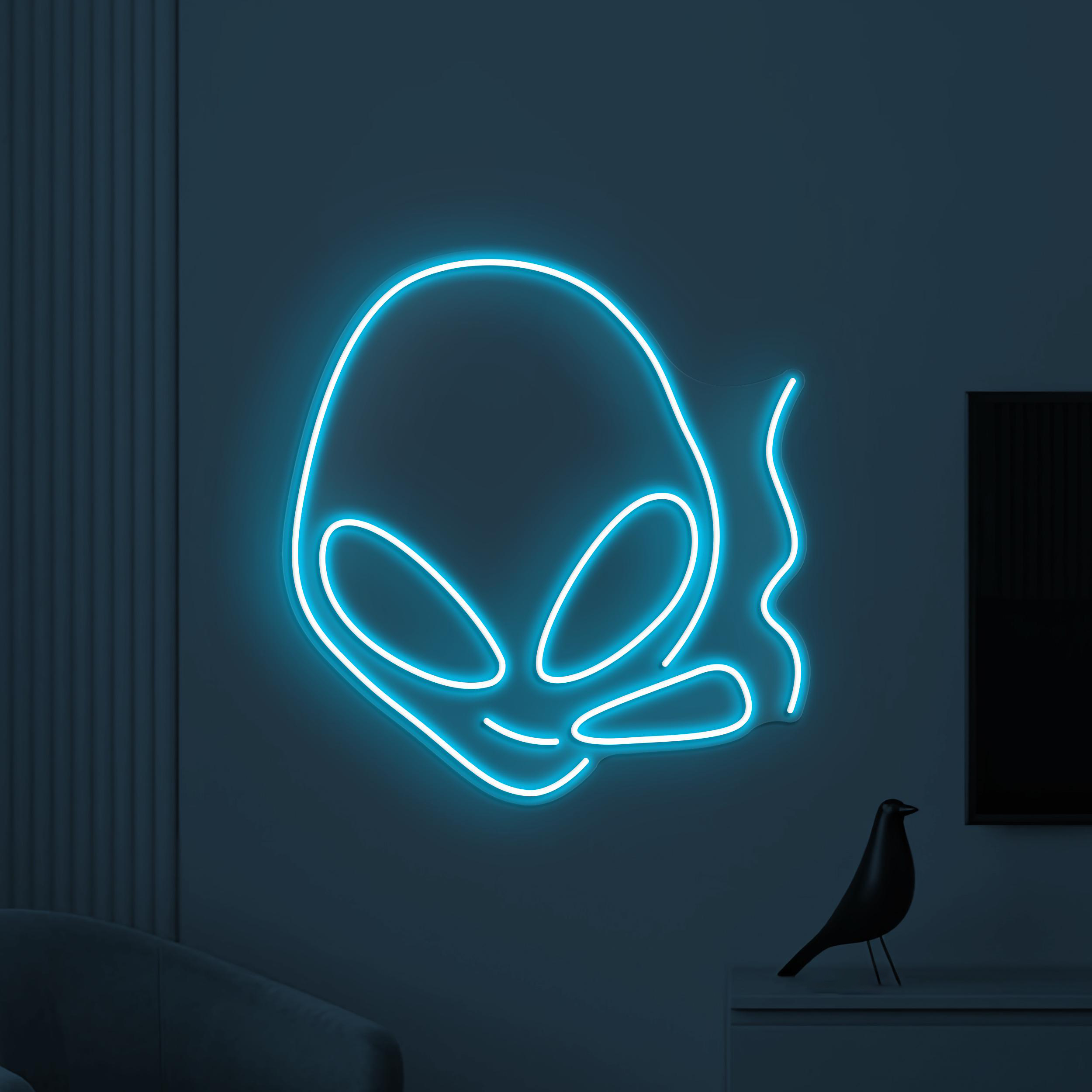 Smoking Alien Neon Sign, Smoking Alien LED Light, Alien Head Wall Decor, Alien with Cigarette Wall Art, Game Room Neon Light, Kids Room Art