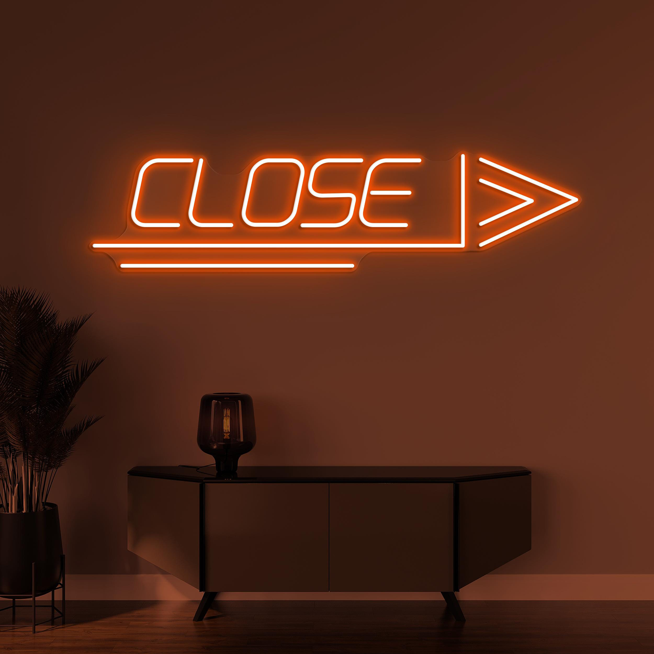 CLOSE Neon Sign, Close Led Light, CLOSE Arrow Wall Decor, Shop Logo Neon Art, Directional CLOSE Neon Light, Closed Arrow Neon Wall Art