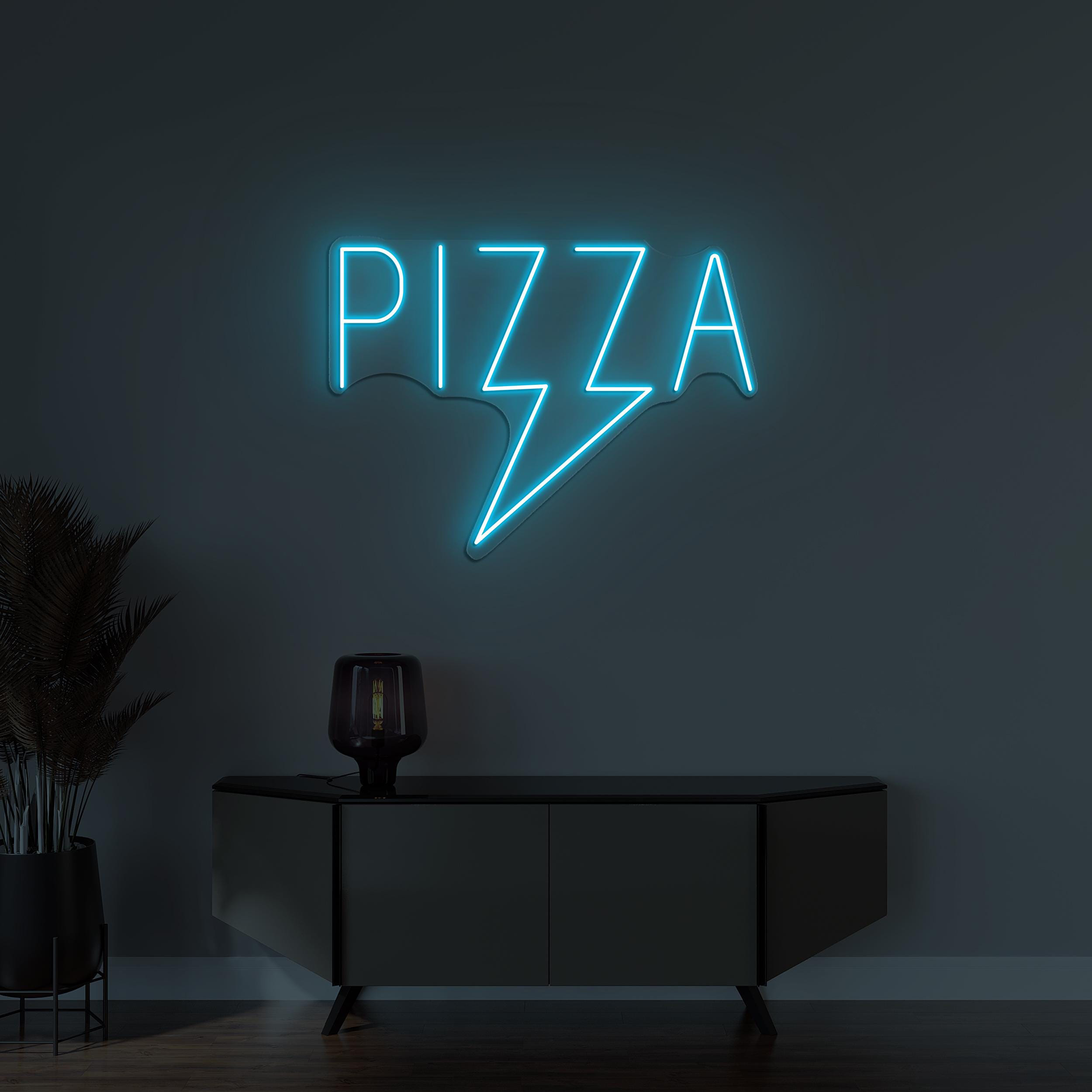 Pizza Neon Sign, Pizza LED Light, Thunder Pizza Wall Decor, Pizza Cafe Neon Sign, Pizza Lover Art, Business Pizza Logo Sign, Restaurant Art