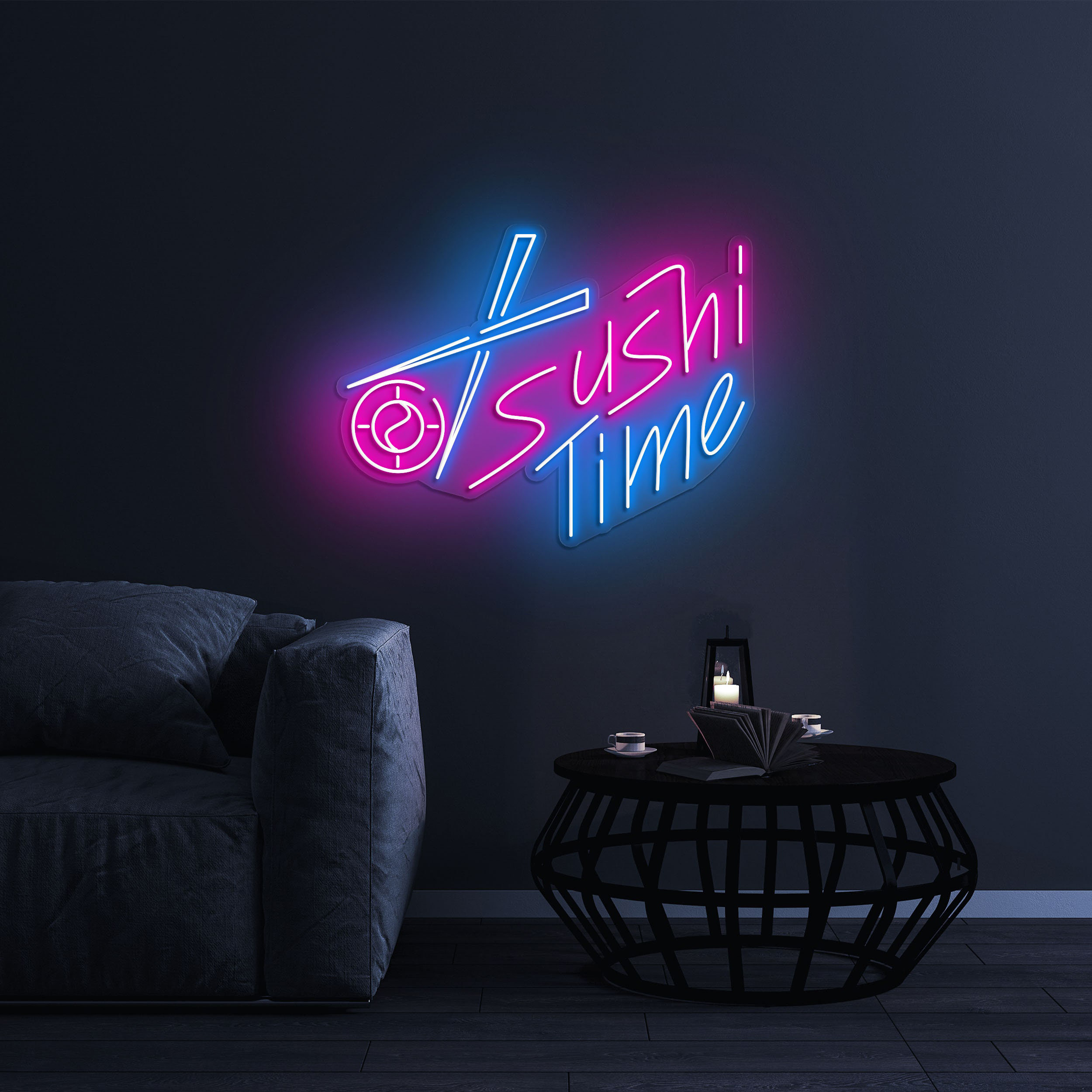 Sushi Time Neon Sign, Kitchen Decor Sign for Sushi Lovers, LED Wall Decor for Japanese Cuisine, Restaurants, and Home Kitchen Decor, SIgn