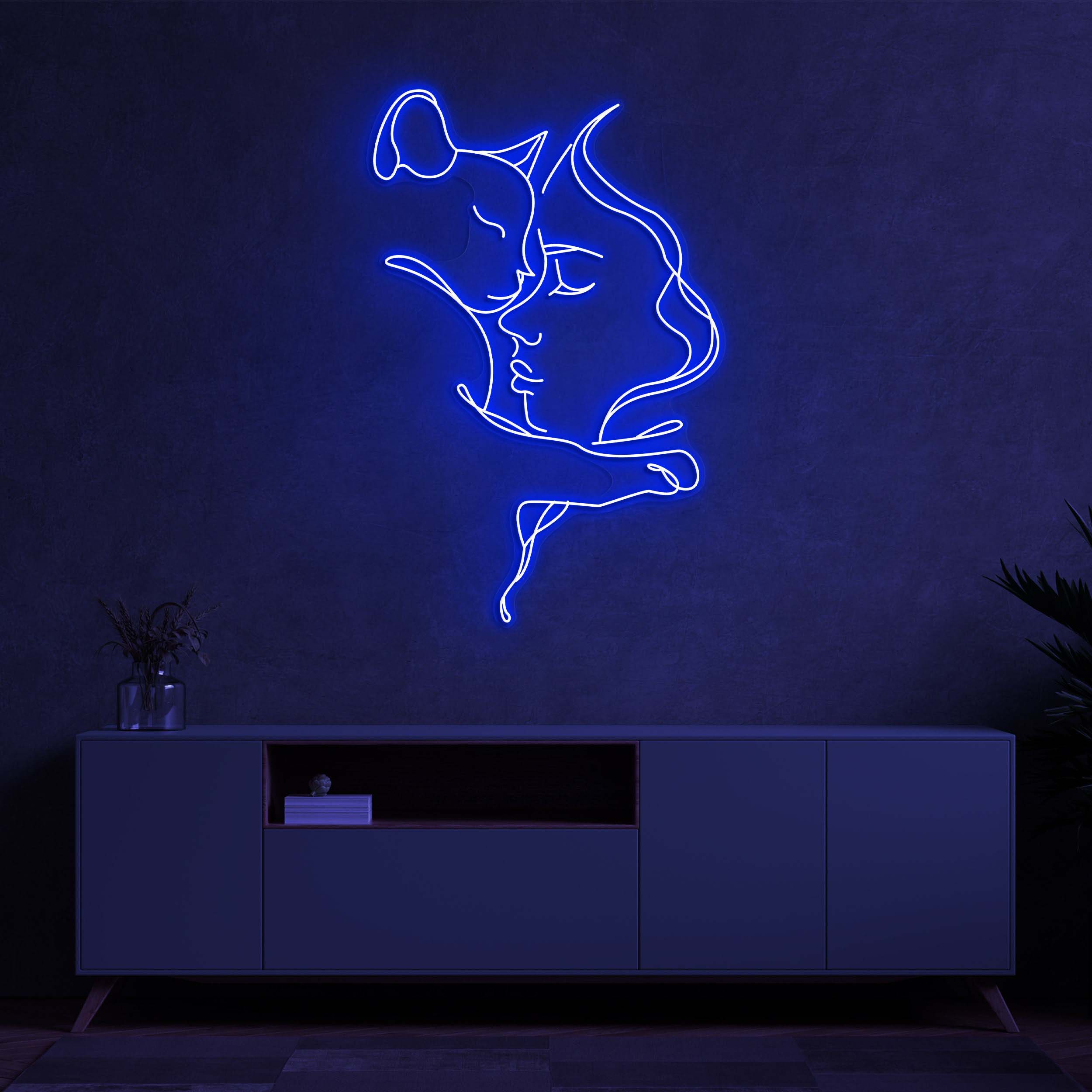 Cat and Woman Neon Light, LED Wall Light, Pet Lover's Home Decor, Hug Cat and Owner Neon Sign, Women Neon Light, Wall Art for Home,Gift Idea