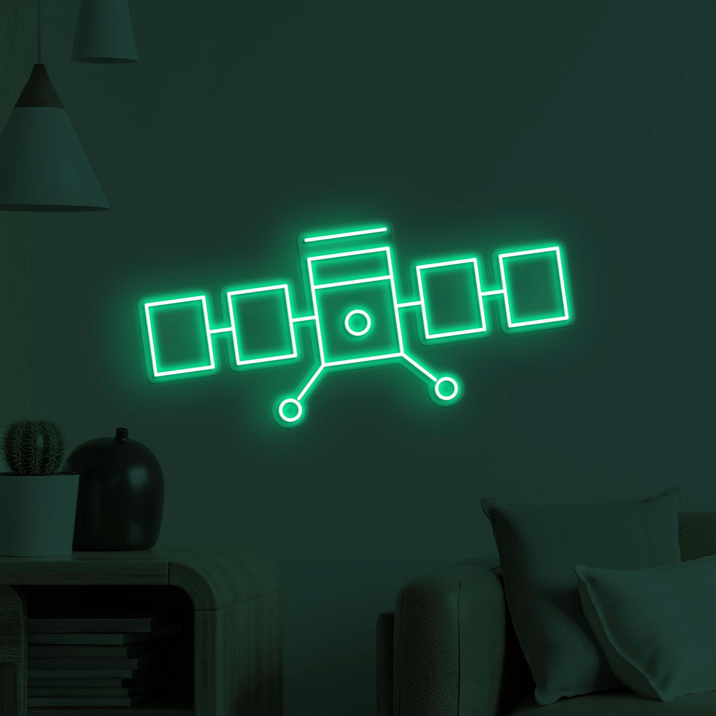 Satellite Neon Sign, Satellite LED Light, Space Satellite Wall Decor, Home Wall Art, Planet Neon Decor, Cafe and Bar Neon Light, Custom Sign