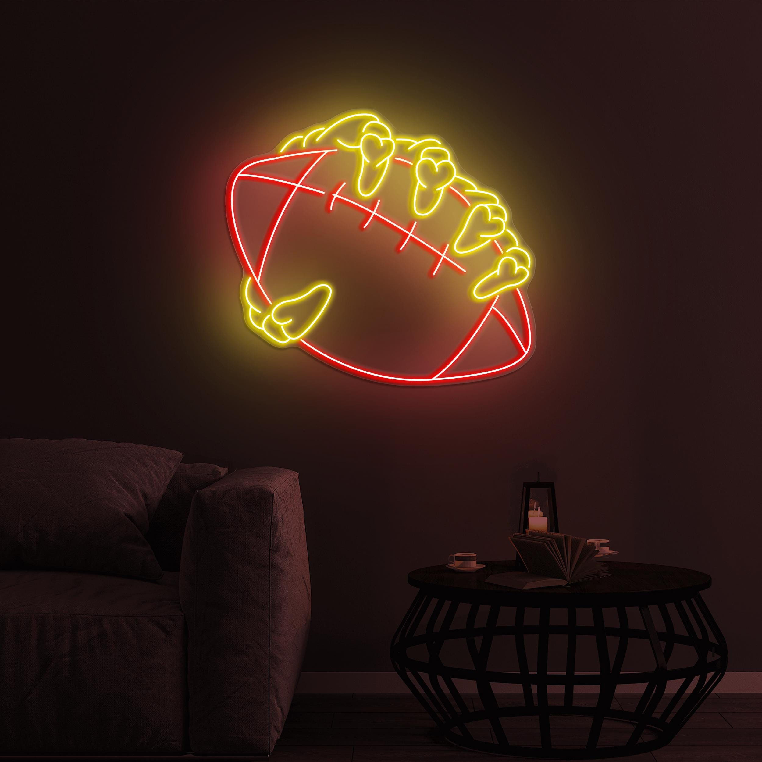Football Skeleton Hand Neon Sign, American Football LED Light, Football Skeleton Hand LED Art, Game Room Art, Sports Shop Decor, Ball Lover