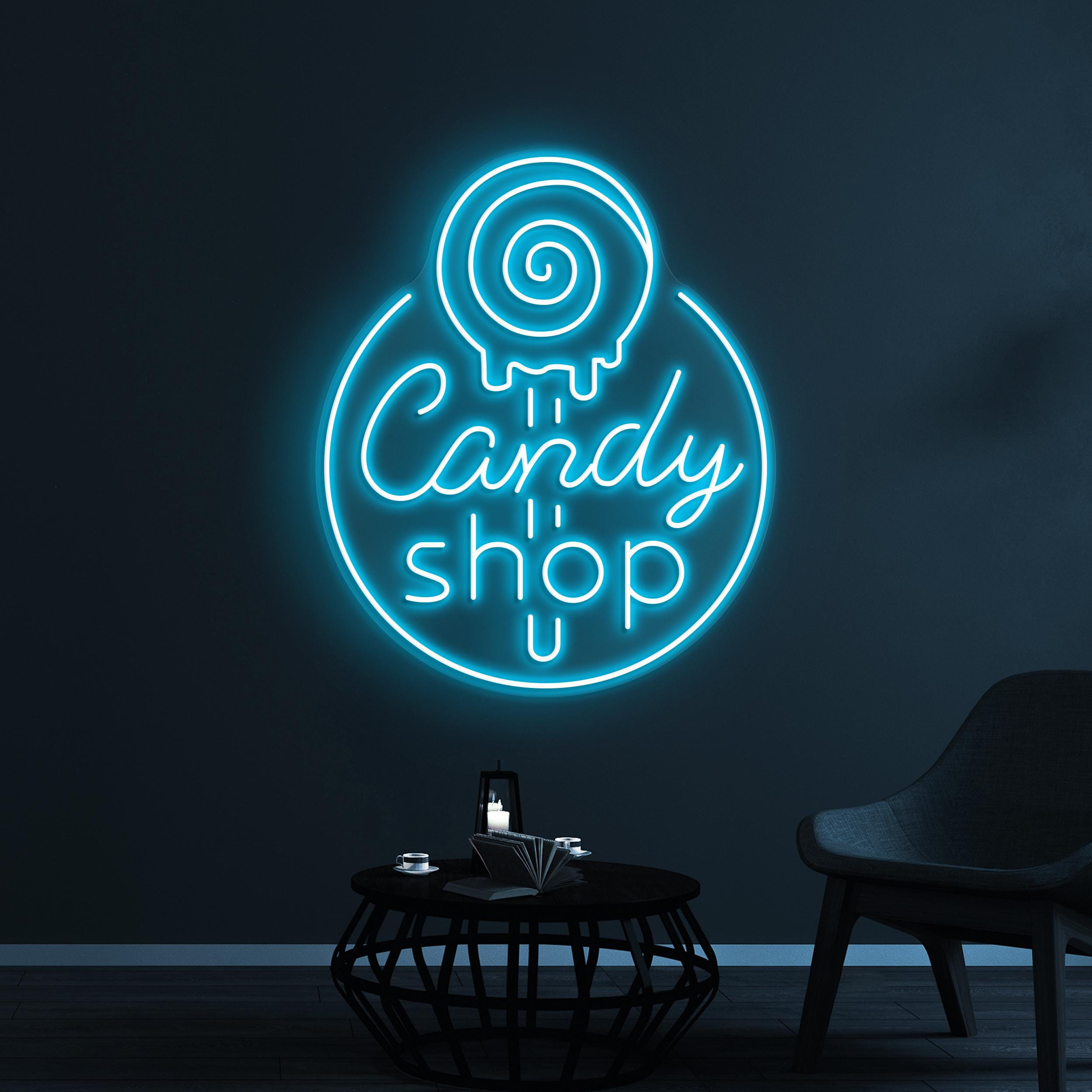 Candy Shop Neon Sign, Candy Shop LED Sign, Lollipop Candy Wall Decor, Candy Shop Logo Sign, Dessert Shop Art, Christmas Party Wall Decor