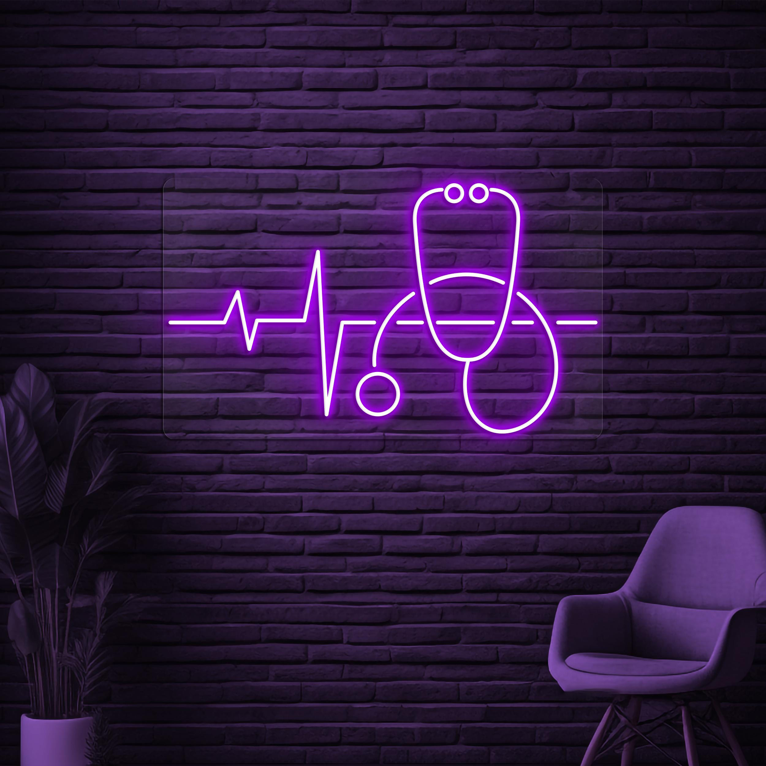 Stethoscope Neon Sign, Stethoscope Heartbeat LED Light, Hospital Wall Decor, Heartbeat Neon Art, Medical Room Wall Light, Doctor Office Sign