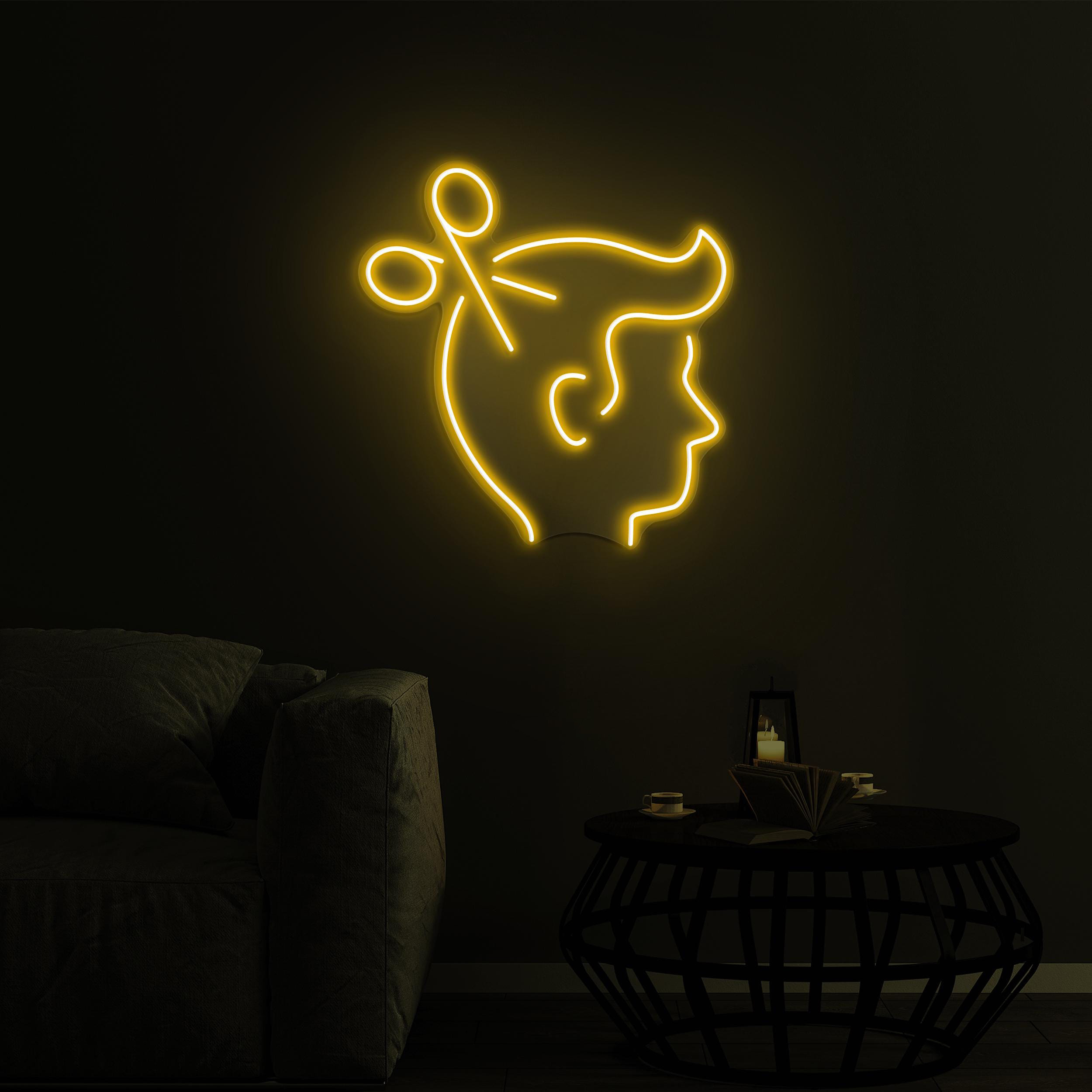 Hair Cut Neon Sign, Hair Cut LED Light, Scissors and Head Neon, Barber Shop LED Neon Art, Beauty Salon Wall Decor, Hair Dressing Neon Sign