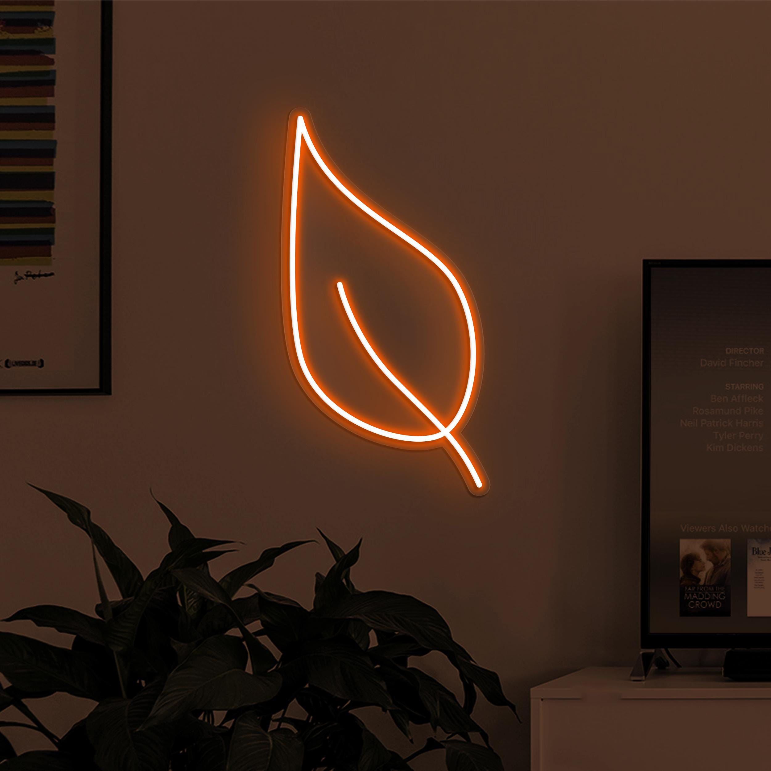 Leaf Neon Sign, Leaf LED Light, Home Wall Art, Plant Nursery Neon Art, Custom Leaf Neon Sign, Gallery Wall Decor, Cafe and Bar Neon Light