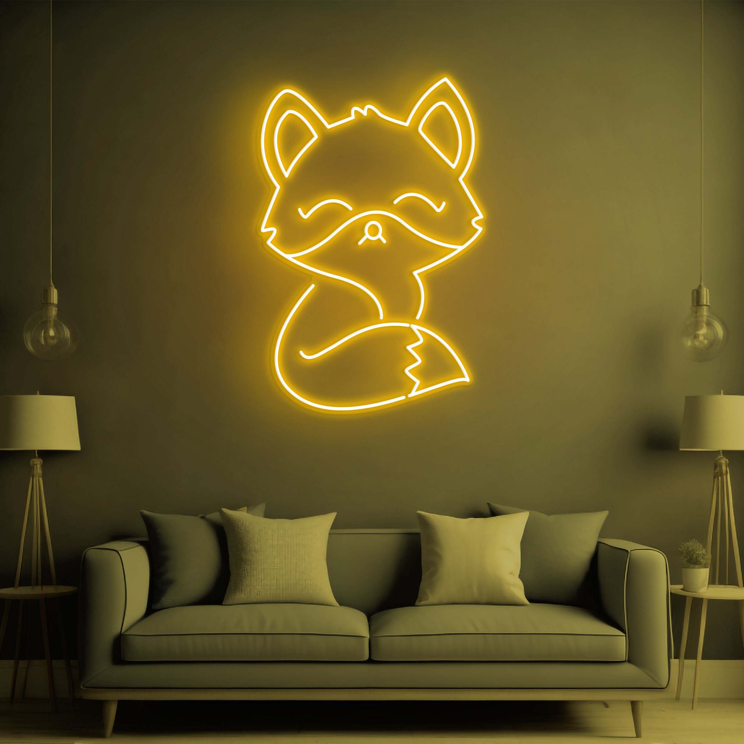 Fox LED Neon Sign, Fox Neon Light, Wall Decor for Fox Lovers, Anime Fox Theme Neon Sign for Kids' Rooms, Fox Wall Art and Room Decoration