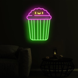 Popcorn Face Neon Sign, Popcorn LED Sign, Popcorn Face LED Neon Art, Home Wall Decor, Cinema Food Bar Decor, Movie Time Light, Snack Bar Art