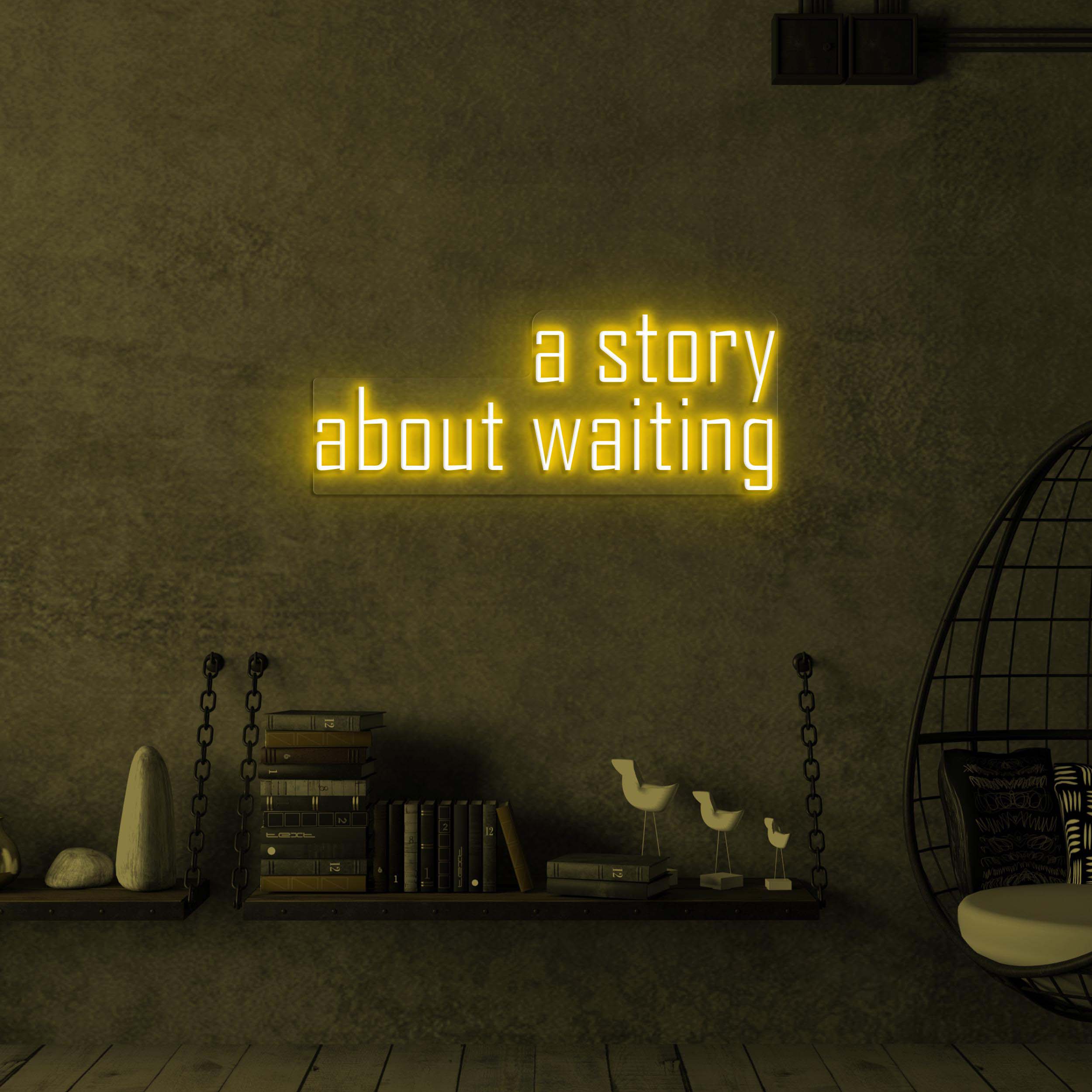 A Story About Waiting Neon Sign, A Story About Waiting LED Light, Lounges Wall Decor, Cafes Walll Art, Custom Neon Sign, Relaxed Spaces Sign