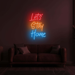 Let's Stay Home Neon Sign, Night Light, Decor for Home Bedroom, LED Neon Art, Personalized Neon Sign, Neon Bar Sign, Home Decor Neon Light
