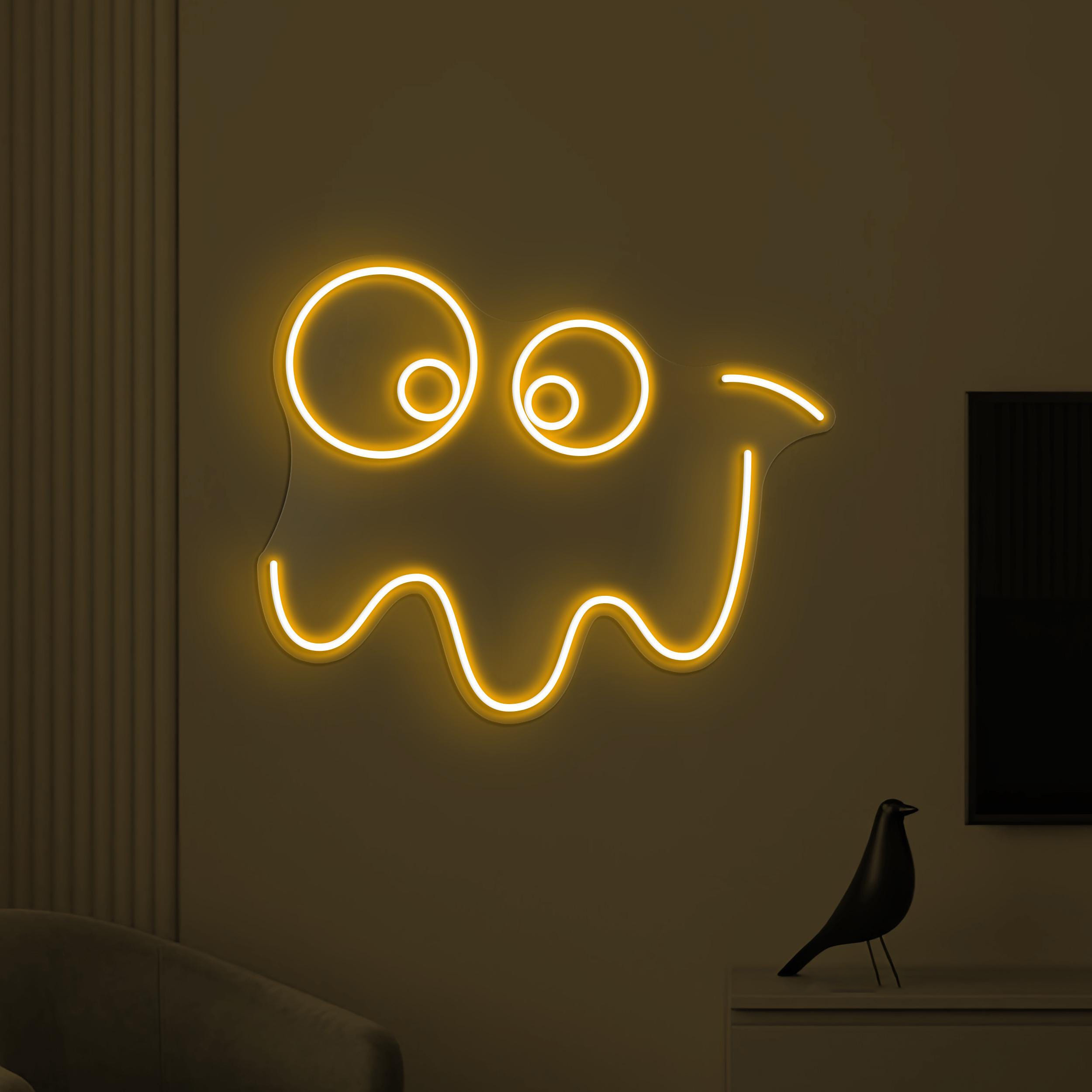Ghost Emoji Neon Sign, Ghost Emoji LED Light, Zigzag Lips Wall Art, Spooky Face Wall Decor, Custom SIgn, Home Wall Art, Game Room Neon Light