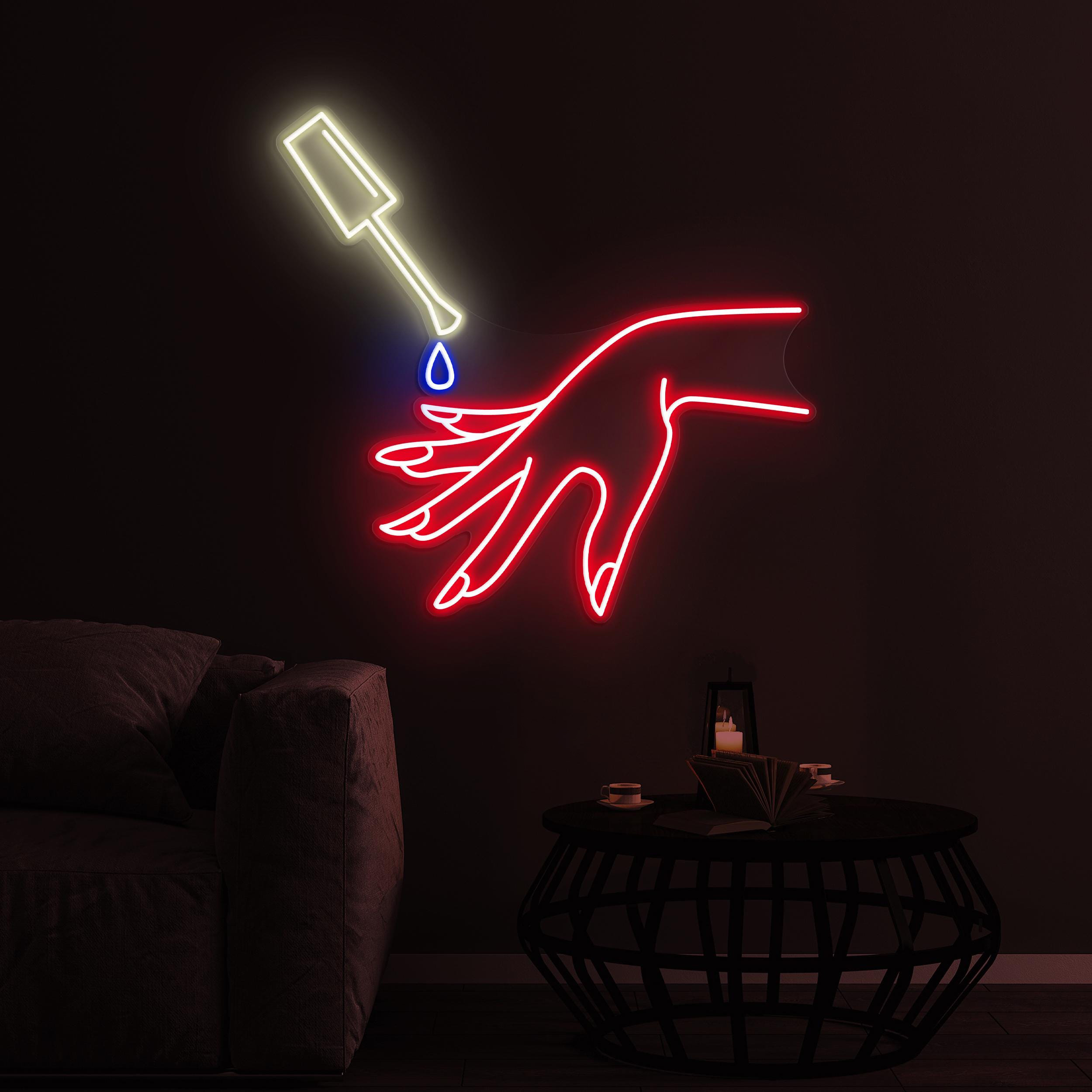 Hand Painting Nails Neon Sign, Hand & Nail Polish LED Light, Nail Polish Hand Light, Beauty Salon Decor, Nail Artist Home Decor, Girly Room
