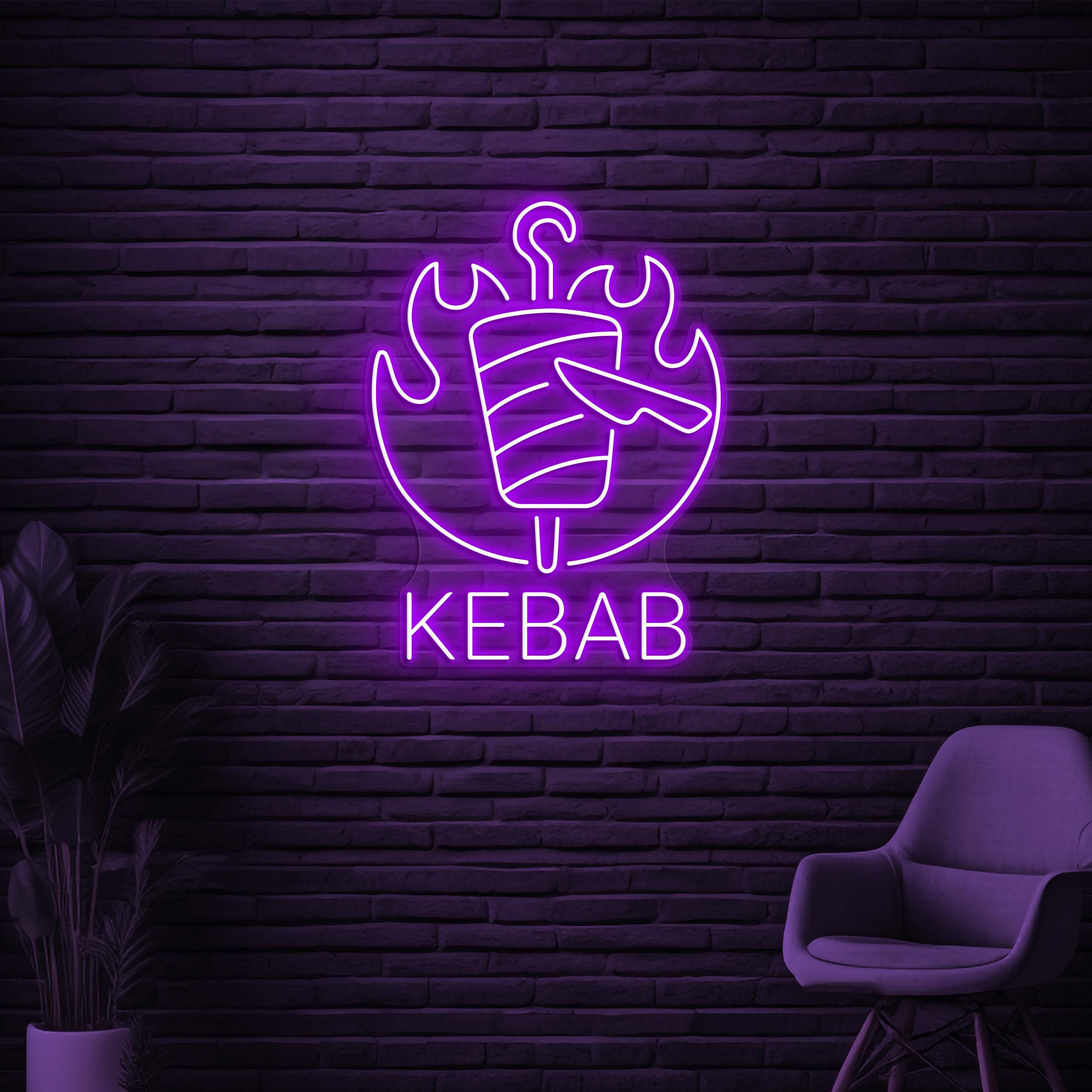 Kebab Neon Sign, Kebab Neon Light, Kebab Logo Wall Art, Restaurant Wall Decor, Business Logo Neon Light, BBQ Shop Neon Sign, Kebab Lover