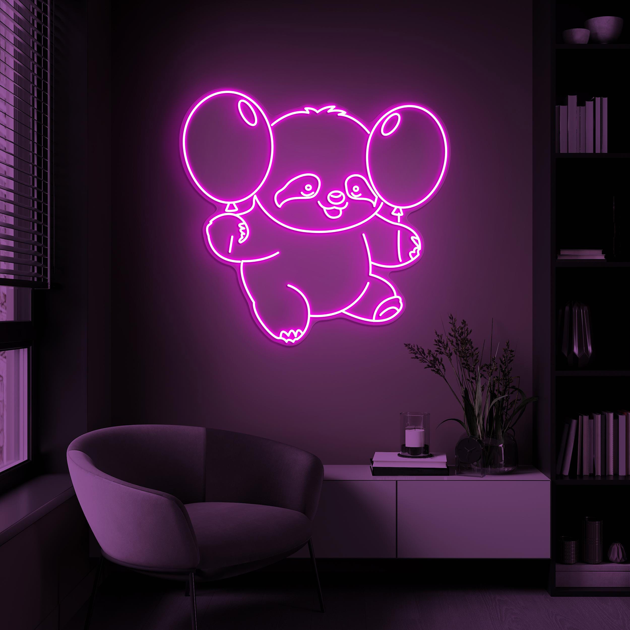Baby Sloth With Balloon Neon Sign, Sloth With Balloons LED Light, Sloth Wall Decor, Kids Game Zone Decor, Toy Shop Wall Decor, Party decor