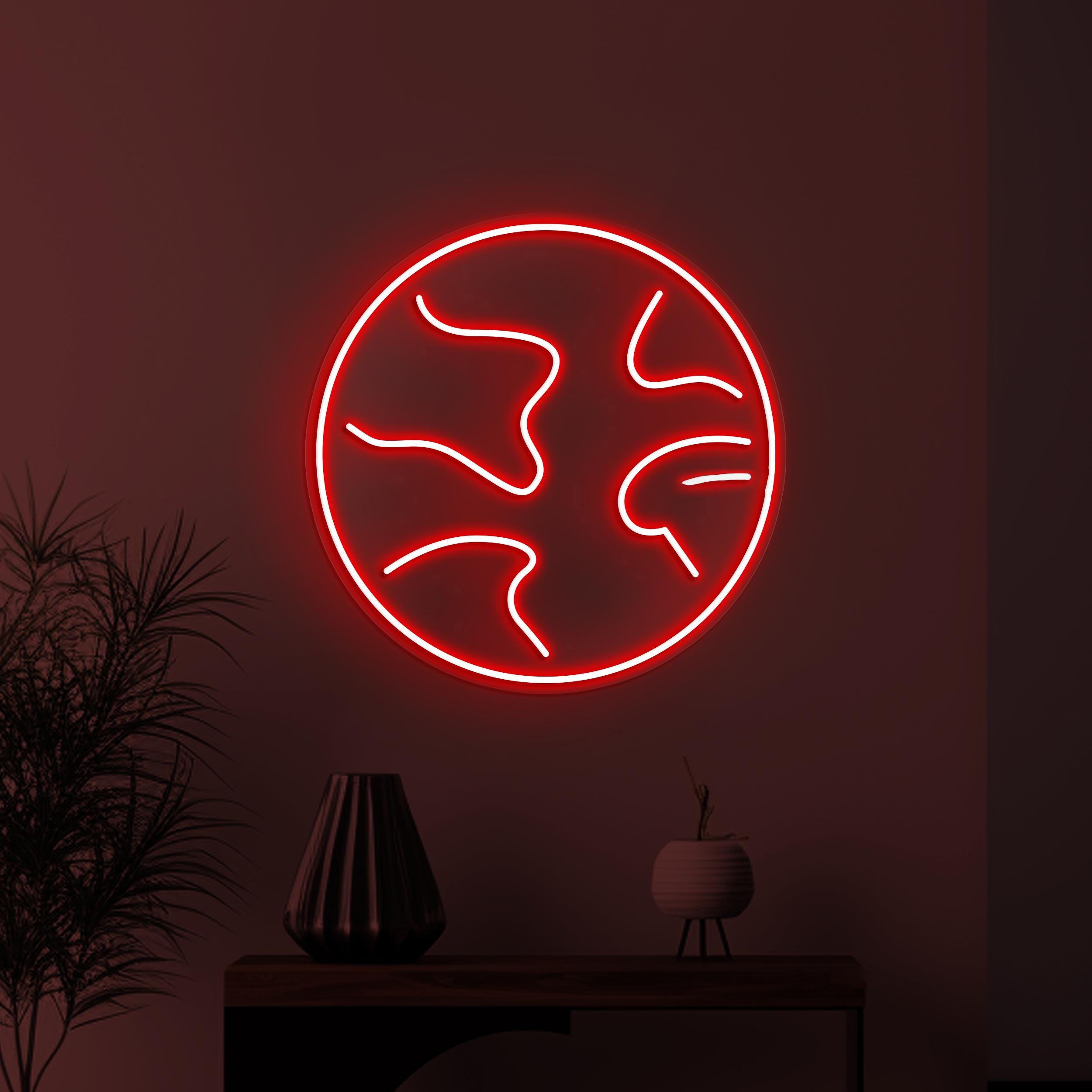 Earth Neon Sign, Earth LED Neon Art, Global Neon Light, World Travel Wall Decor, Planet Neon Decor, Home Wall Art, Custom Earth Led Light