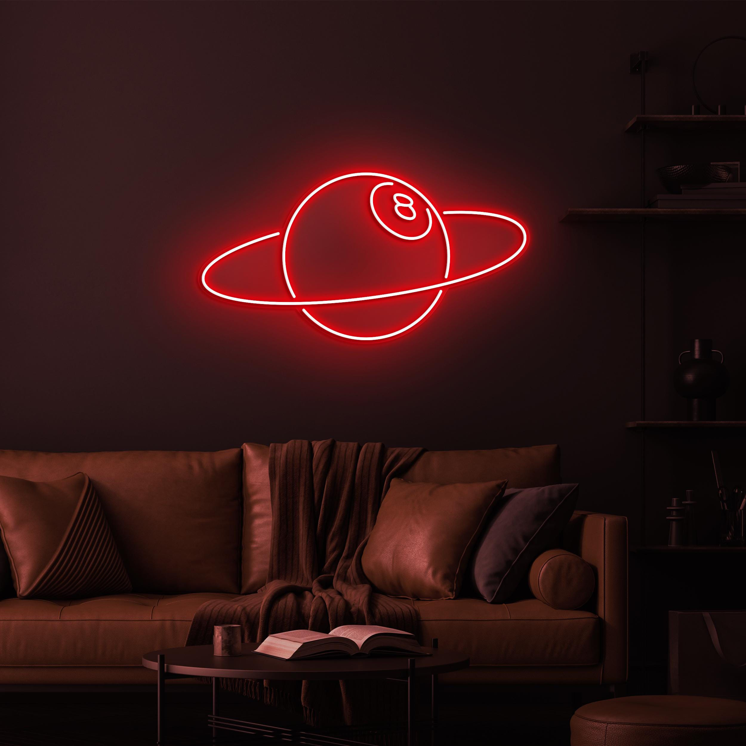 8-Ball Planet Neon Sign, 8-Ball Planet LED Light, Planet LED Neon Art, Space 8-Ball Wall Decor, Sports Shop Decor, Game Room Art, Ball Love