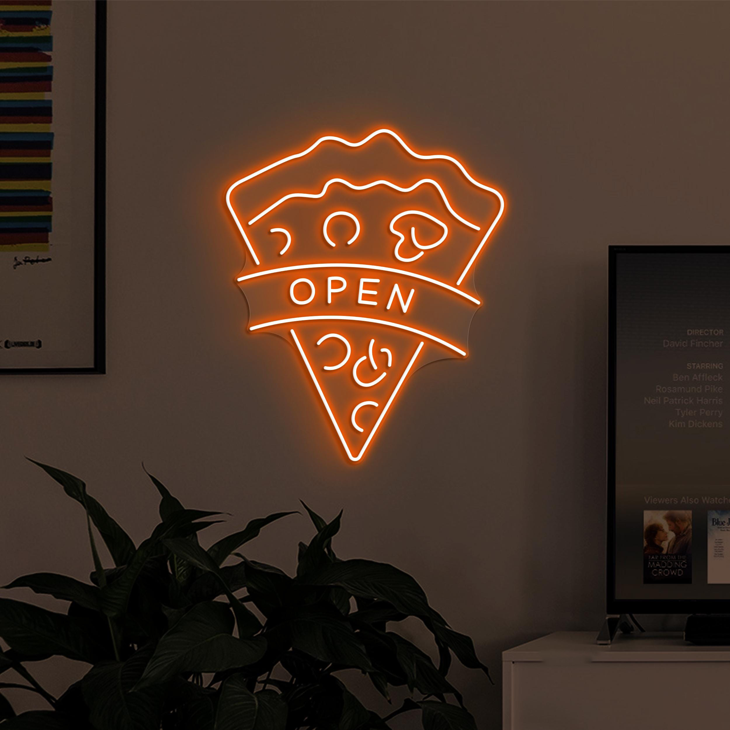 Pizza Open Neon Sign, Pizza Open LED Light, Welcome Wall Decor, Pizza Shop Neon Light, Fast Food Restaurant Wall Art, Kitchen Neon Art