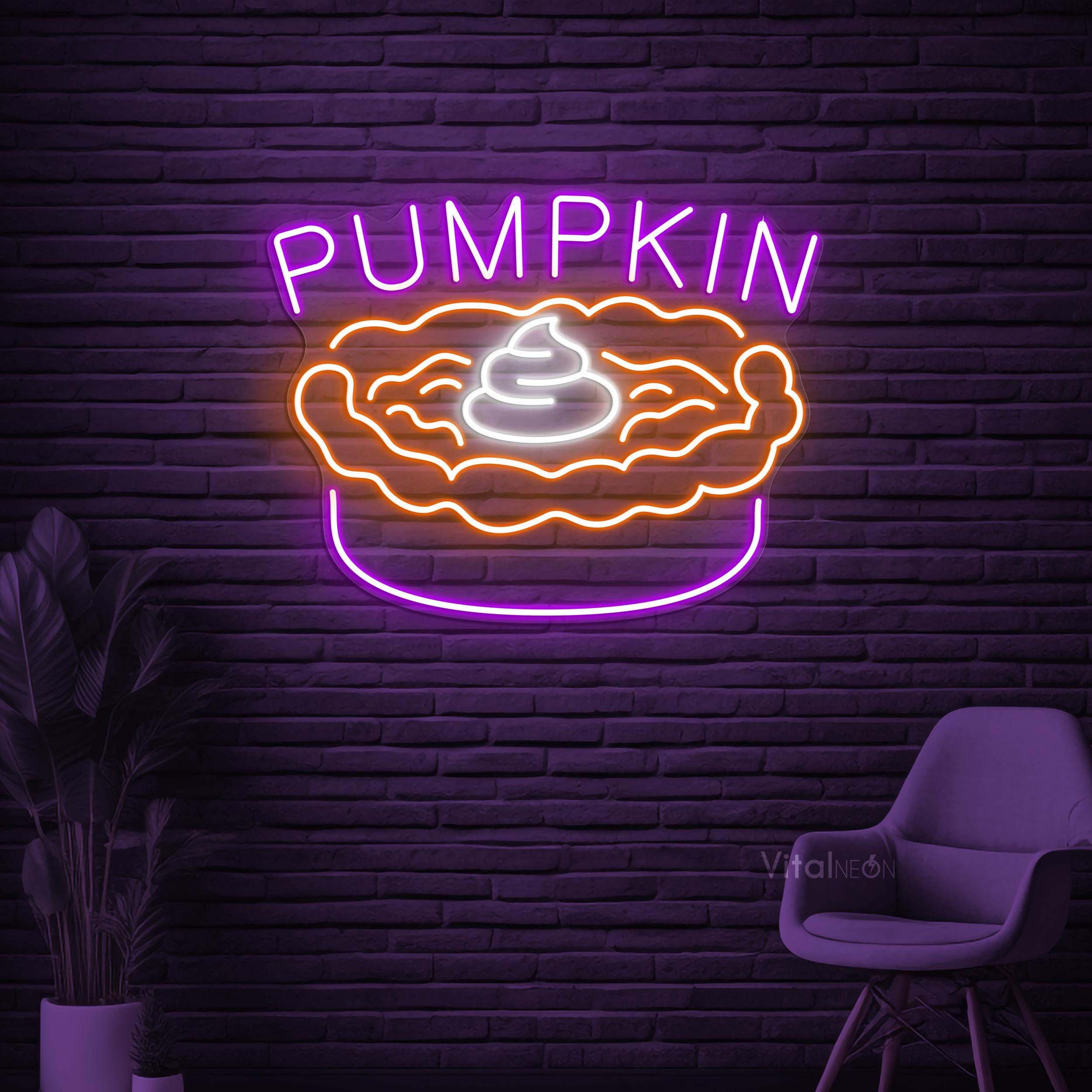Pumpkin Pie Neon Sign, Pumpkin Pie LED Light, Pie Wall Decor, Sweet Dish Neon Art, Custom Neon Sign,, Dessert Shop Art, Gift for Pie lover
