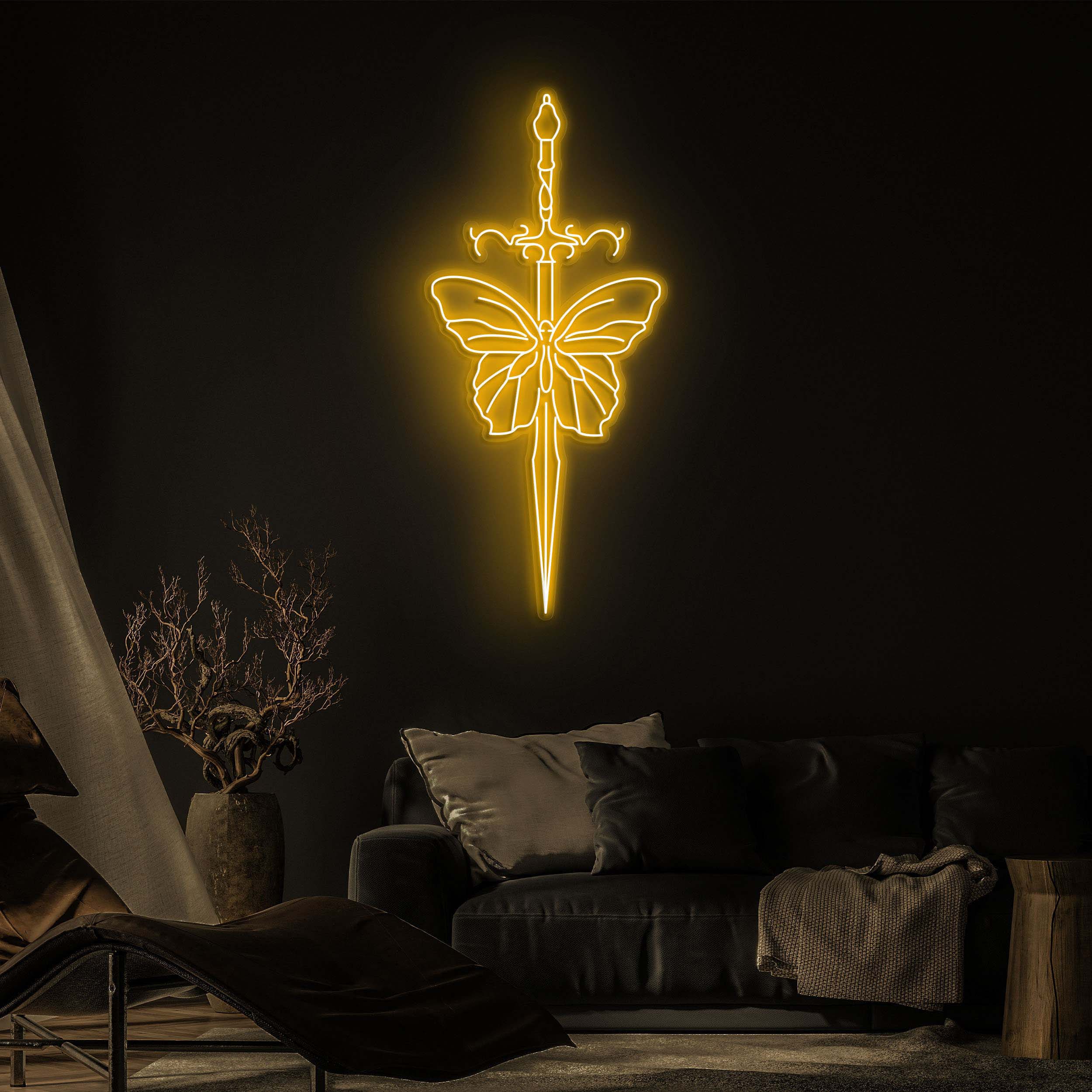 Sword Butterfly Neon Sign, Sword Neon Light, Butterfly LED Decor for Home, Dorm, Kids Room or Office, Wall Art, Sword Neon Sign, Gift Idea