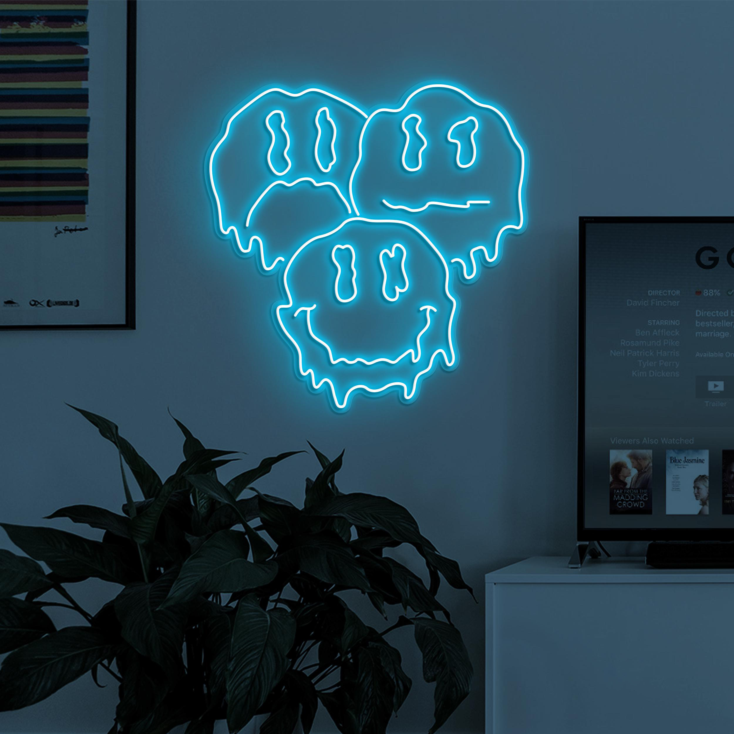 Melting Smiley Emoji Neon Sign, Three Drippy Emoji LED Light, Cute Dripping Emoji Wall Decor, Kids Room Art, Personalized Gift, Emoji Lover