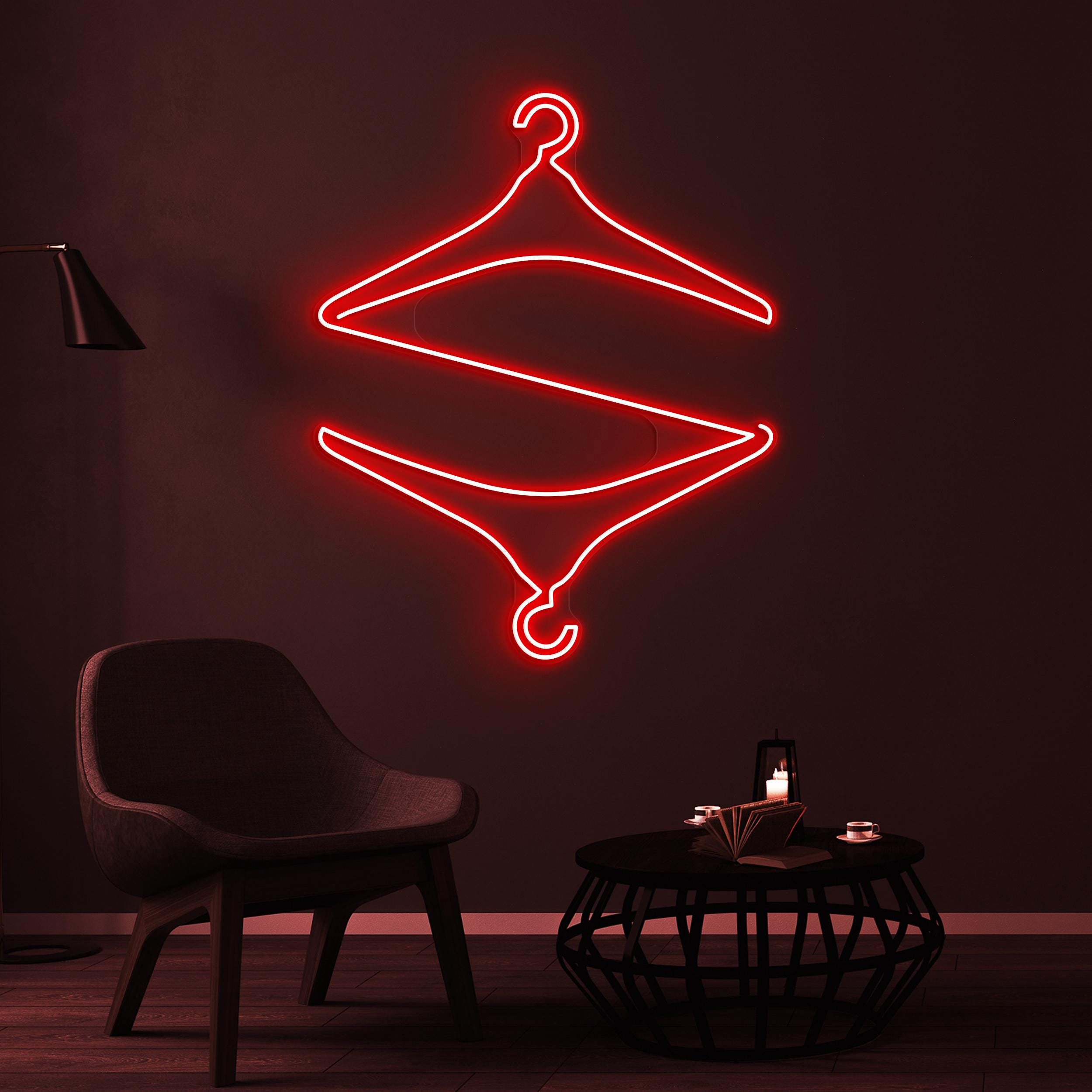 Hanger Neon Sign, Hanger LED Light, Interlocking Hangers Wall Art, Cloth Hanger Wall Decor, Boutique Neon Light, Brand Shop Wall Decor, Gift