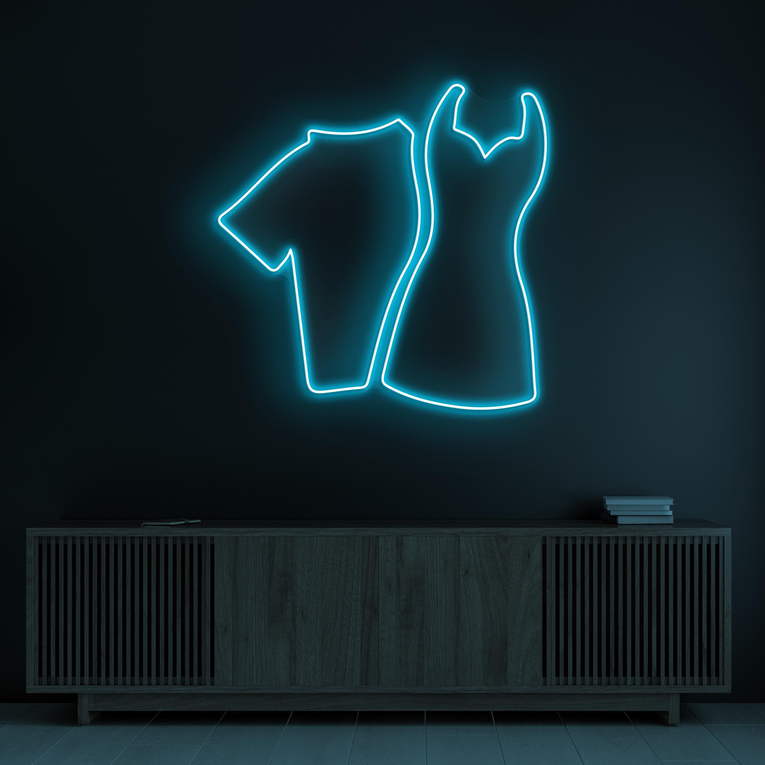 T-Shirt & Dress Neon Sign, T-Shirt and Dress LED Light, Clothing Wall Decor, Clothing Pair Art, Garment Shop Neon Light, Business Logo Sign