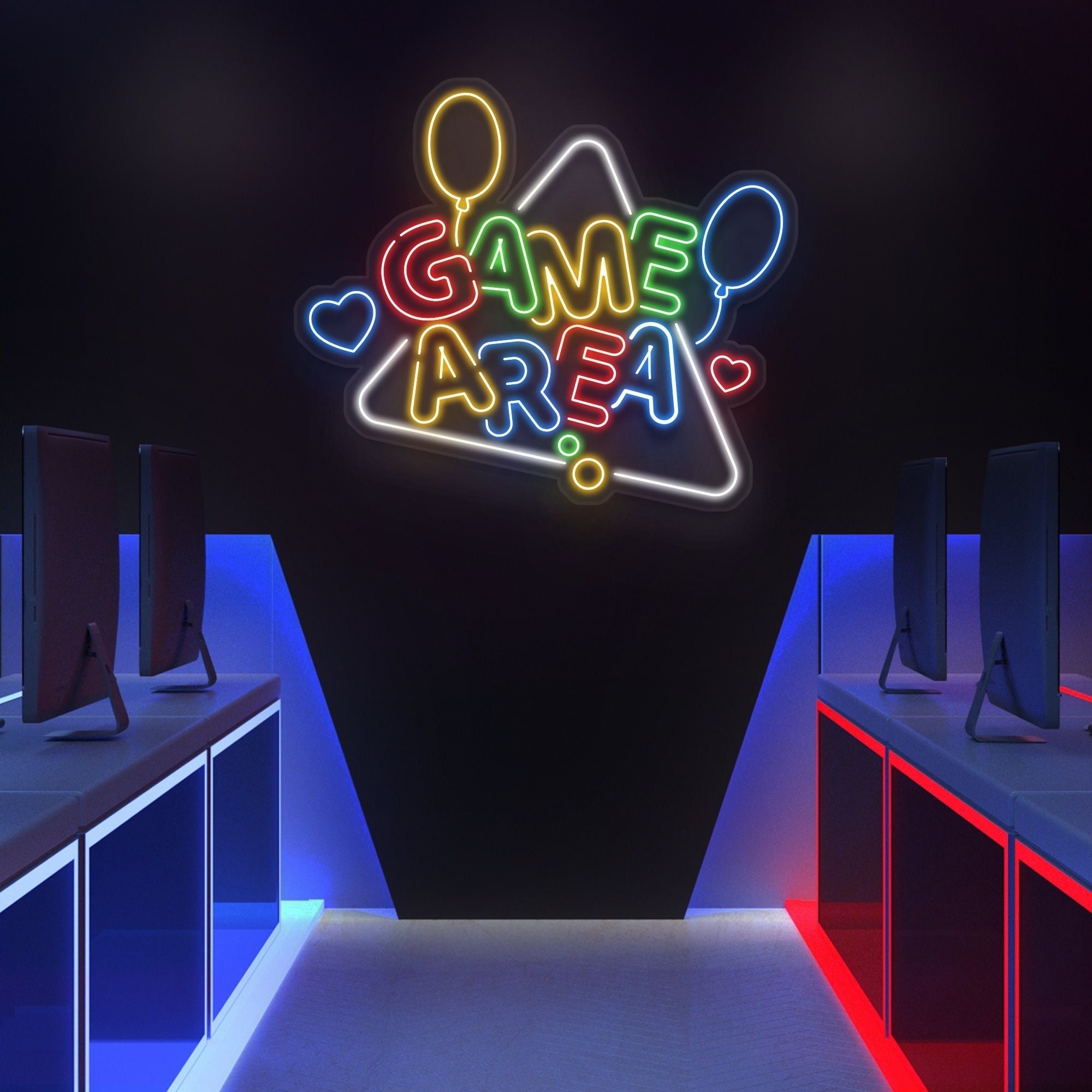 Game Area Neon Sign, LED Game Room Decor, Gaming Neon Light for Bedroom, Man Cave, Pub, Gift for Gamers, Boys, Game Wall Art, Party Decor